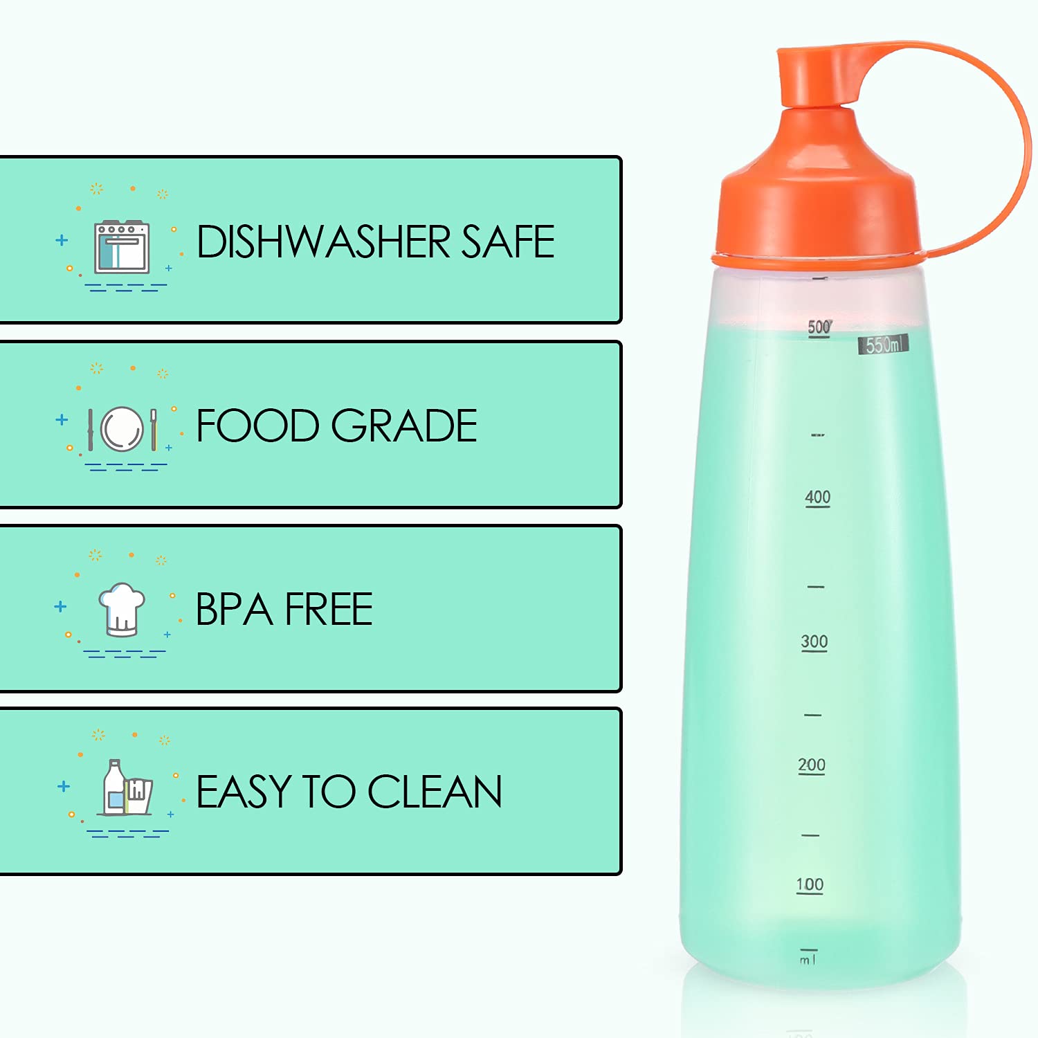 Oiununo Squeeze Bottles Wide Mouth - Pack Of 2 Condiment Bottle Squeeze Bpa Free For Chunky Sauces, Resin, Crafts, Condiment Squ
