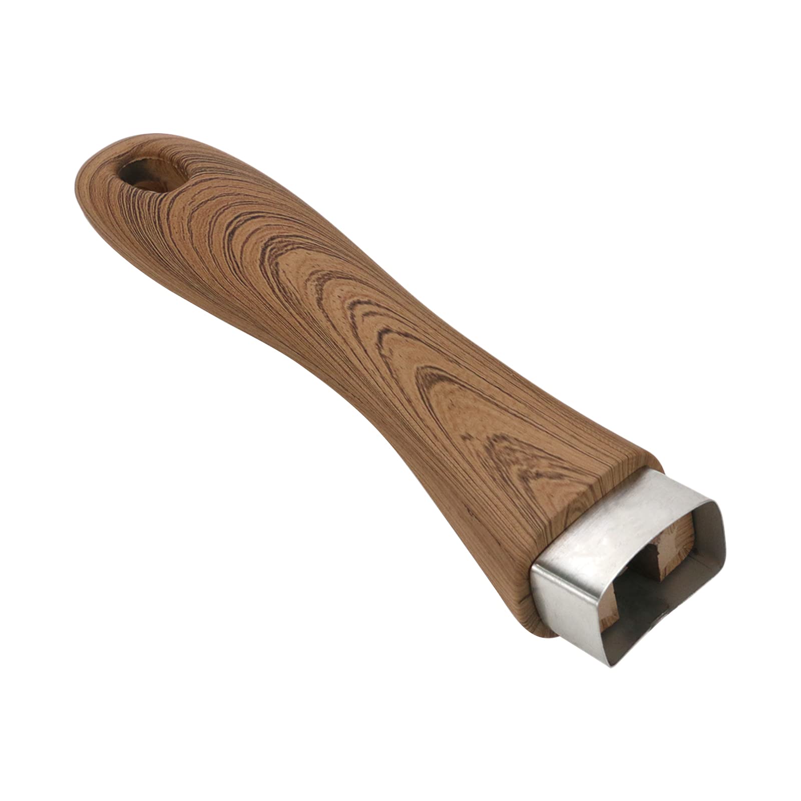 Hevstil Wooden Pot Handle Stainless Steel Milk Pan Handle Scald-Proof Long Handle Grip Replacement With Screw For Different Pan,