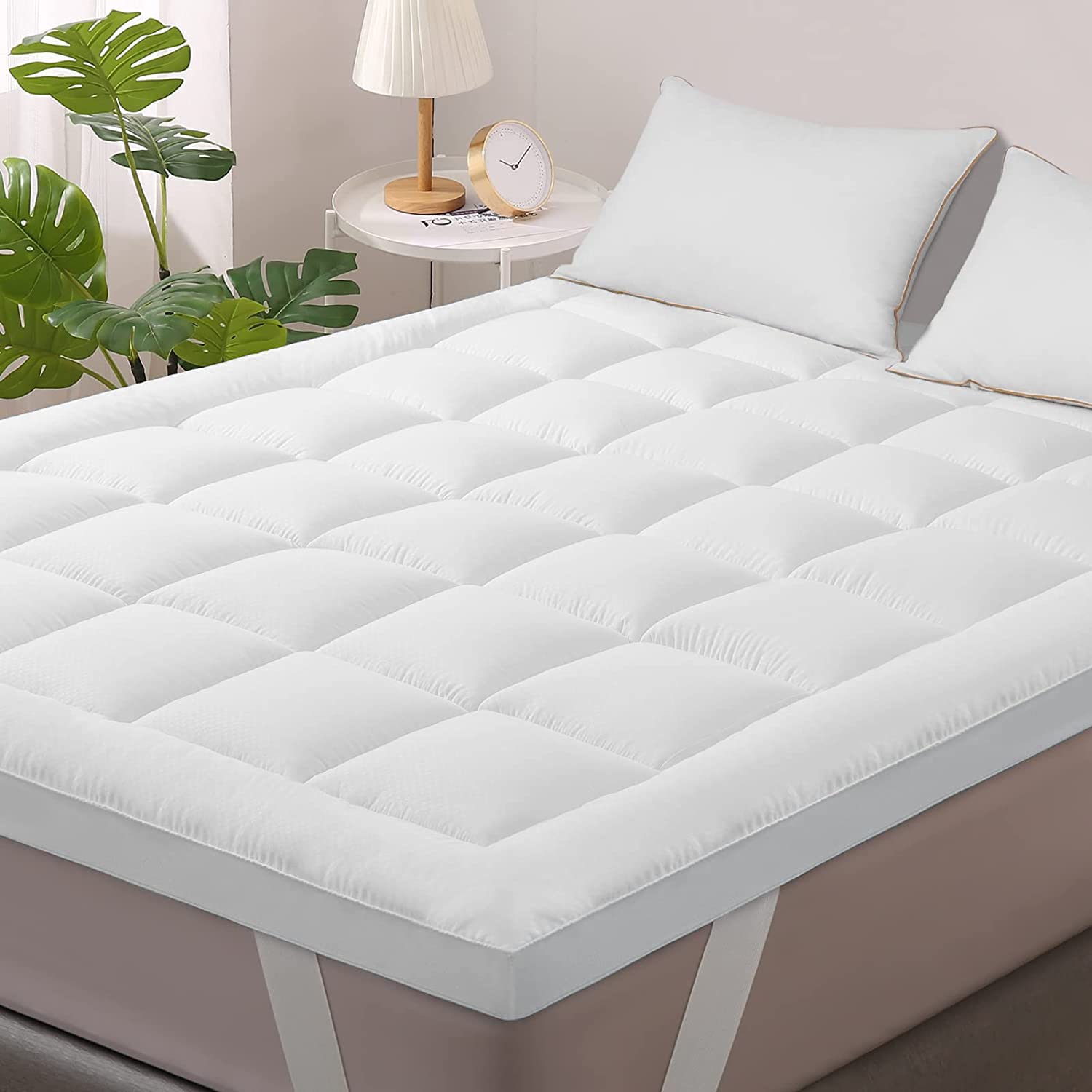 Linenovation 1000GSM Hollow Fibre Mattress Padding/Topper White for Twin Bed48 Inch X 75 Inch