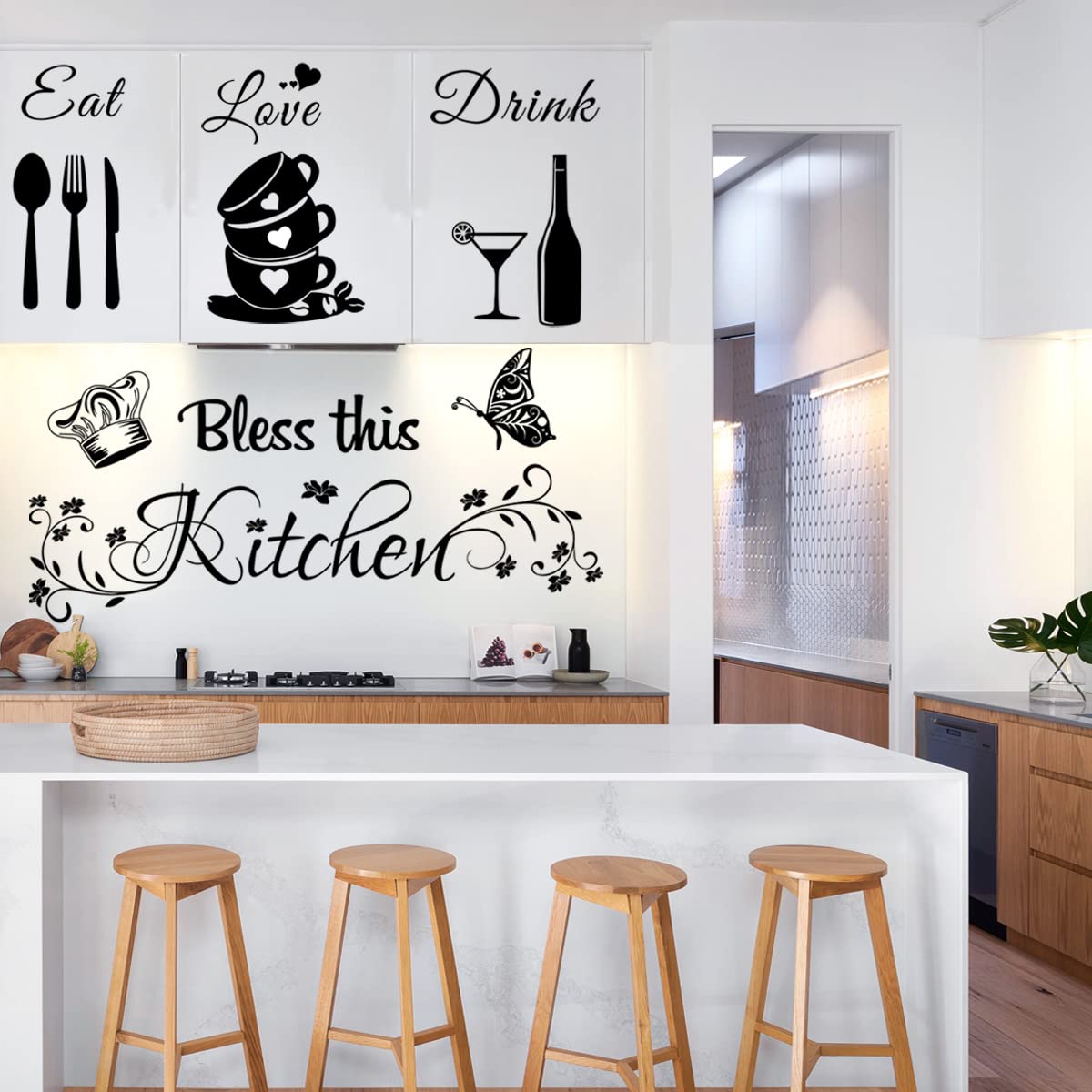 Kitchen Quote Wall Stickers Kitchen Wall Decor Kitchen Wall Decals Dining Room Wall Quotes Bless This Kitchen Vinyl Diy Art Peel