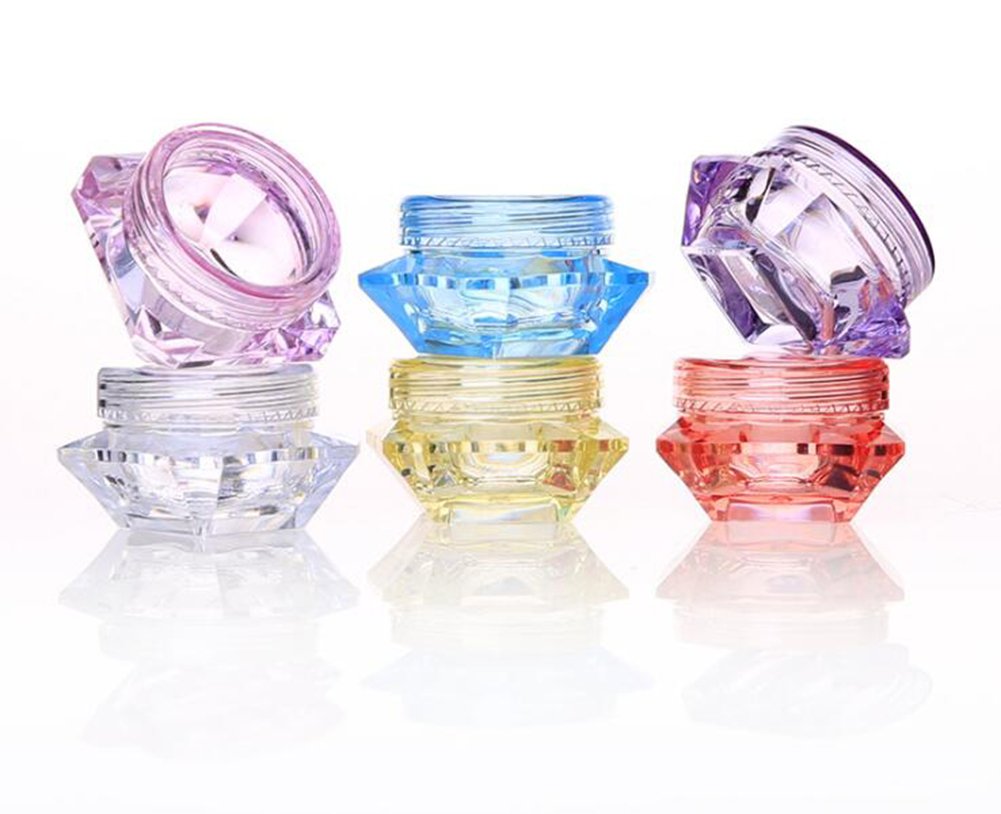 Wowlife 60Pcs 5 Gram/5 Ml Cosmetic Sample Empty Container Diamond Plastic Jars For Cream, Eye Shadow, Nails, Powder, Jewelry, Li