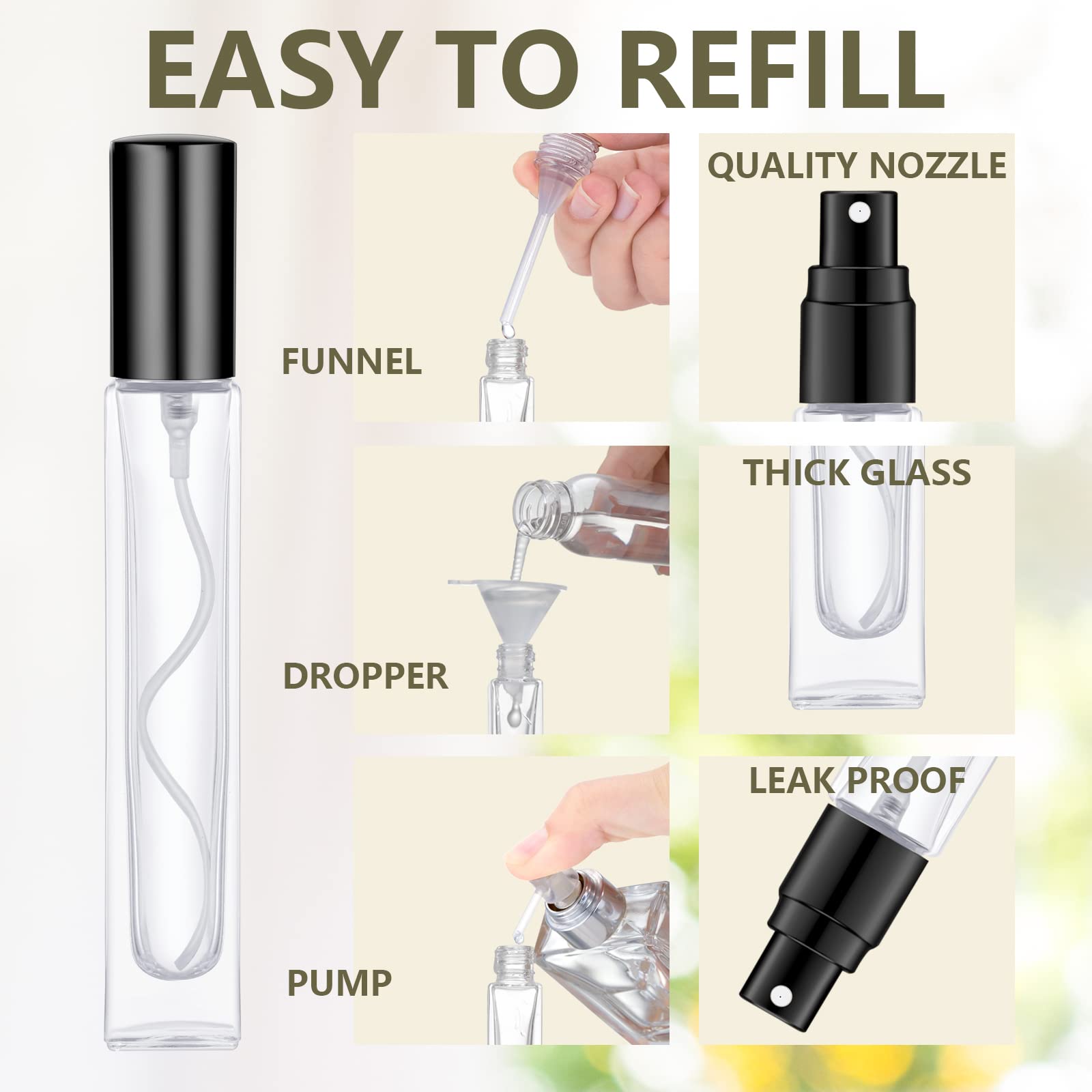 Koibito 10Ml Glass Perfume Atomizer For Men & Women. Refillable Glass Spray Bottle With Aluminum Pump. Portable Fragrance Bottle