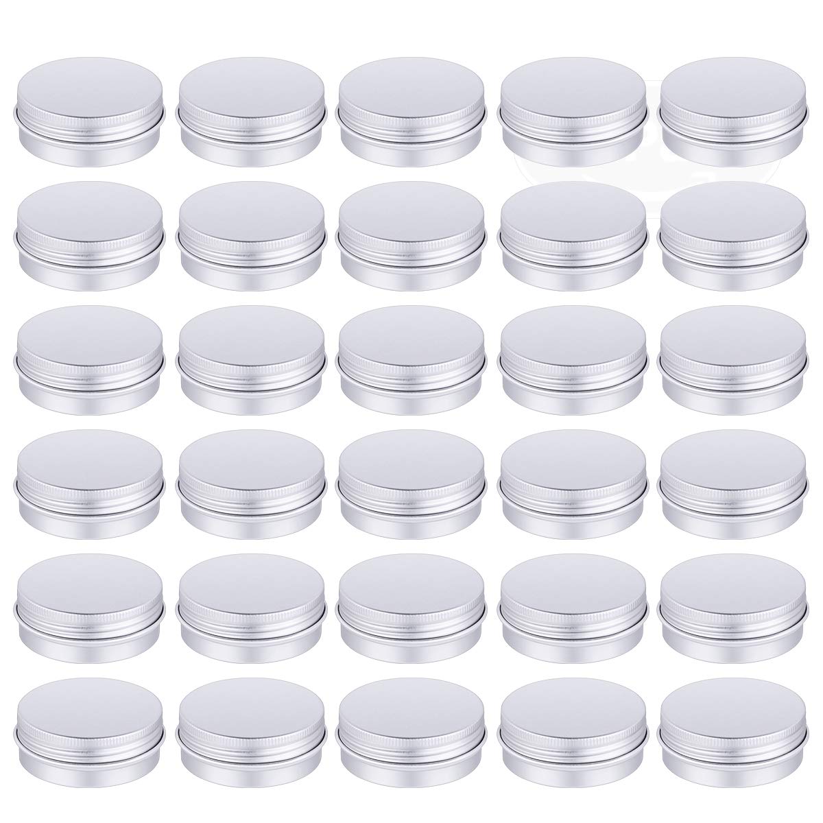 Petutu 30 Pack Tin Cans Screw Top Round Metal Lip Balm Tins Containers With Lids (1Oz)
