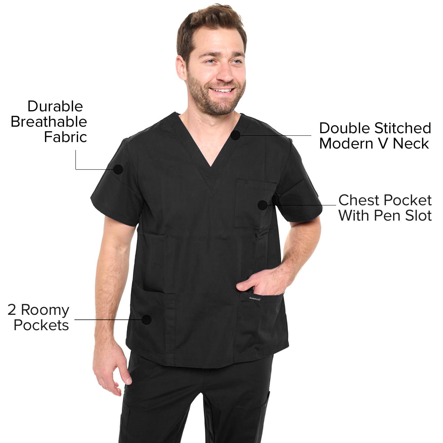 Dagacci Scrubs Medical Uniform Unisex Scrubs Set Medical Scrubs Top And Pants (Xx-Large, Petwer Gray)