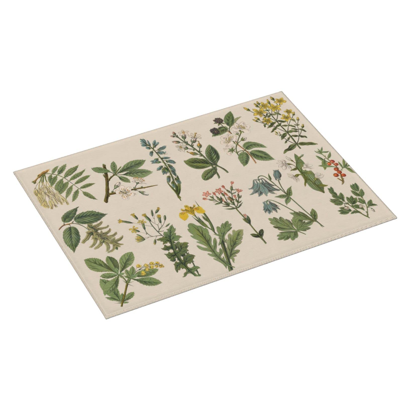 Vintage Color Plants Herbs Floral Microfiber Dish Drying Mat For Kitchen Countertop Xl Absorbent Reversible Drainer Rack Pad Ext