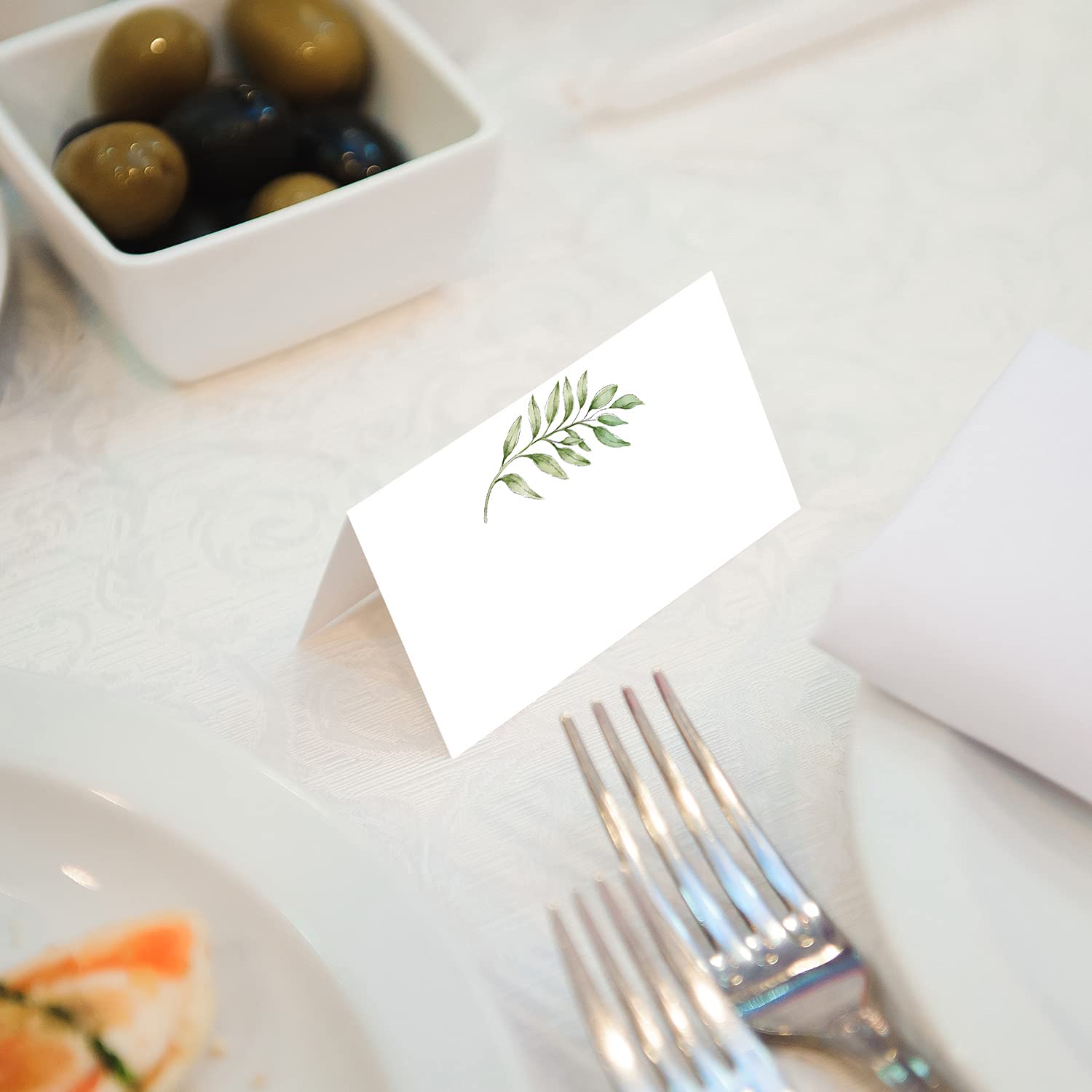 50 Pack Place Cards, Wedding Name Place Cards, Greenery Table Place Cards For Wedding Or Party, Seating Place Cards For Tables,