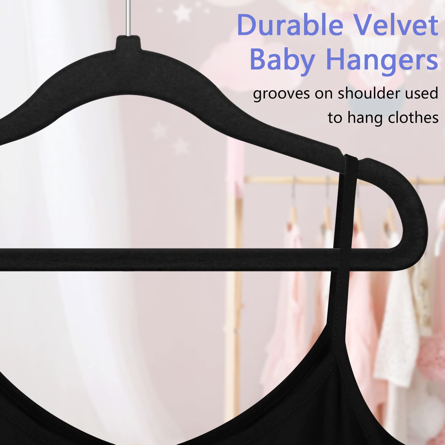 Goodtou Kids Velvet Hangers Baby Hangers Black Infant Hangers For Closet Non Slip Children Hangers