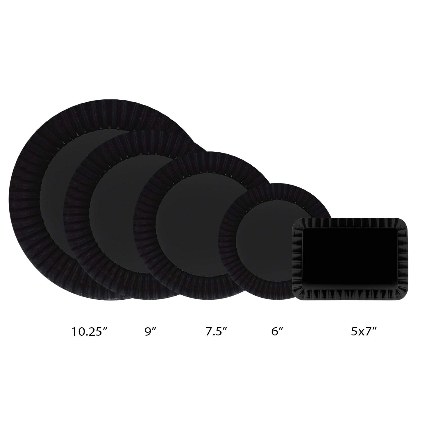 Party Essentials Deluxe Quality Hard Plastic 70 Count Round Party/Dessert Plates, 6-Inch, Black