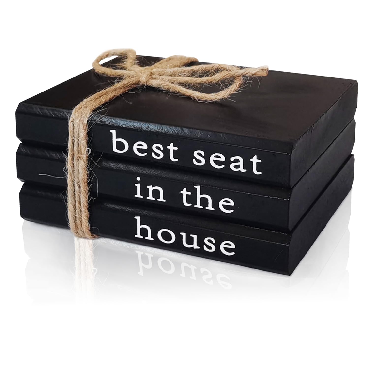 Funny Farmhouse Bathroom Decor, Humor Rustic Wooden Decorative Books Bathroom Shelf Decor, Black Toilet Decorative Sign Accent f