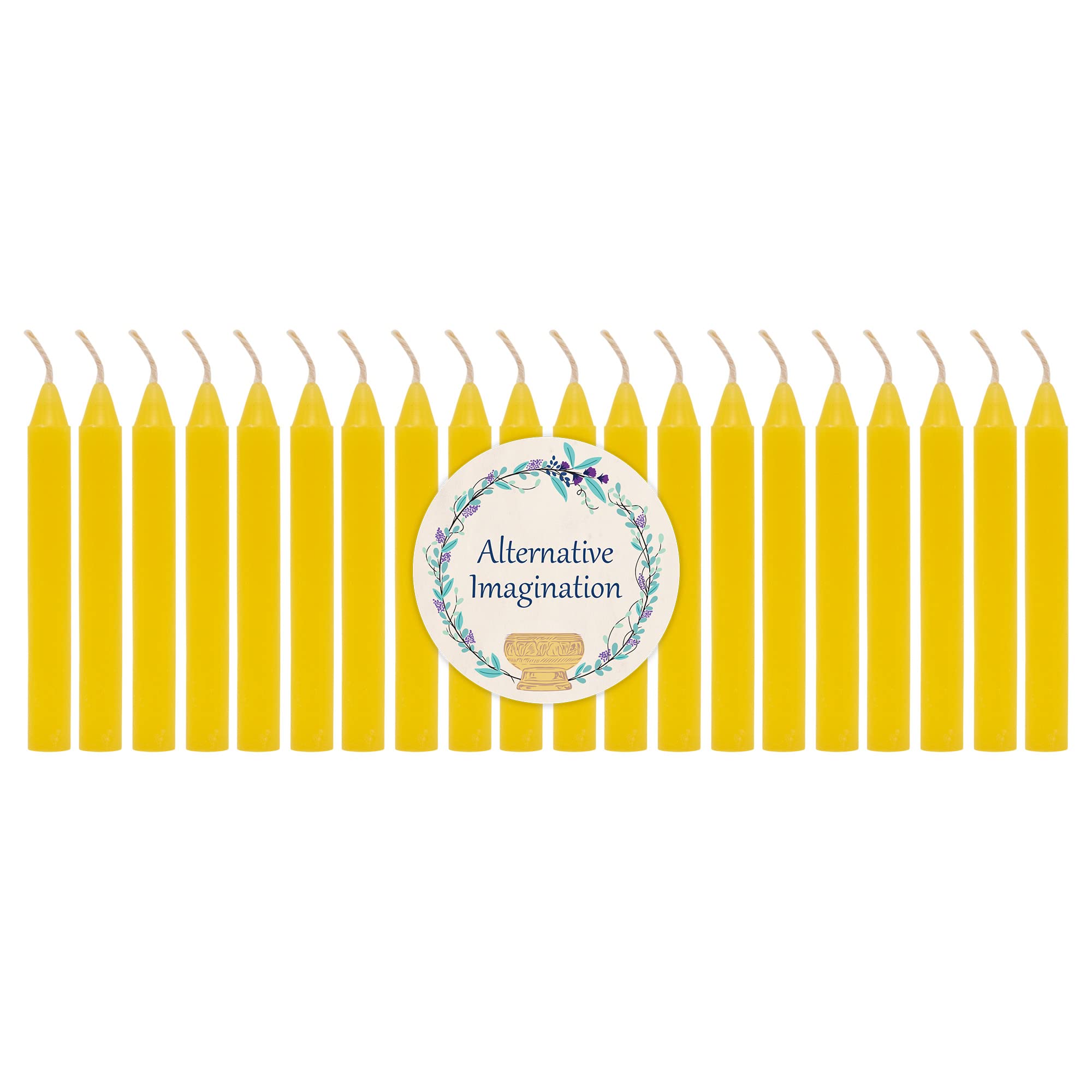 Set of 20 Yellow, Unscented, 4 Inch Tall Chime Candles (Altar, Spell)