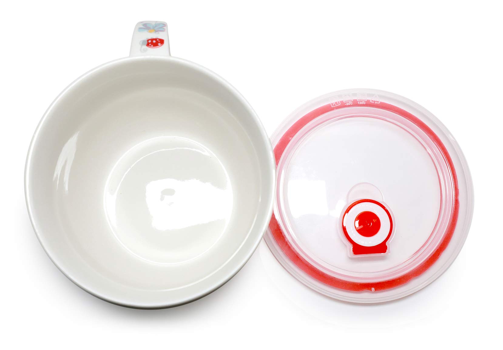 High Quality Microwavable Ceramic Noodle Bowl With Handle And Seal Fine Porcelain Floral Design (Bluedaisy)