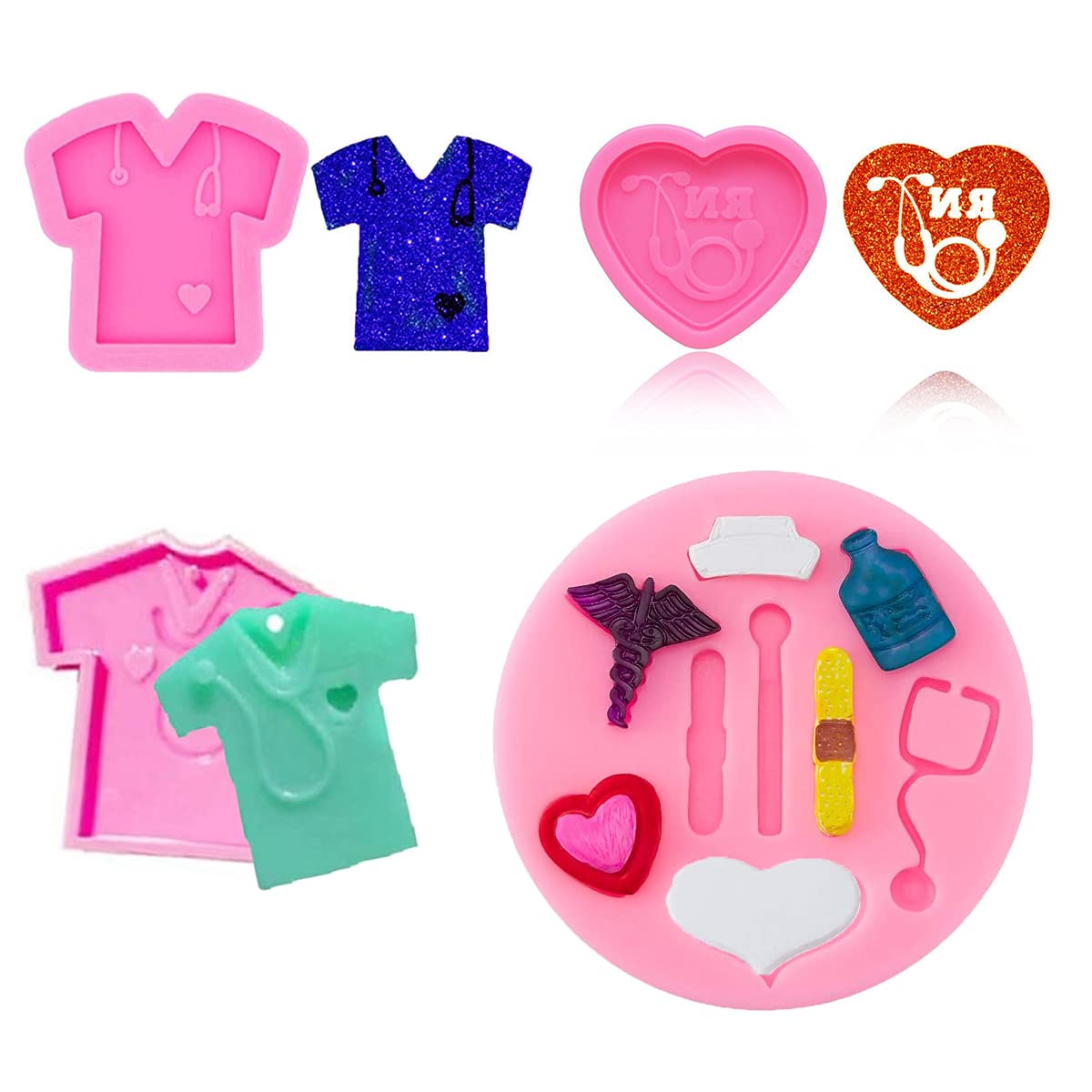 Cestony 4Pcs Nurse Themed Fondant Silicone Molds For Diy Cake Fondant Biscuit Cookies Soap Sugar Pudding Chocolate Hard Candies