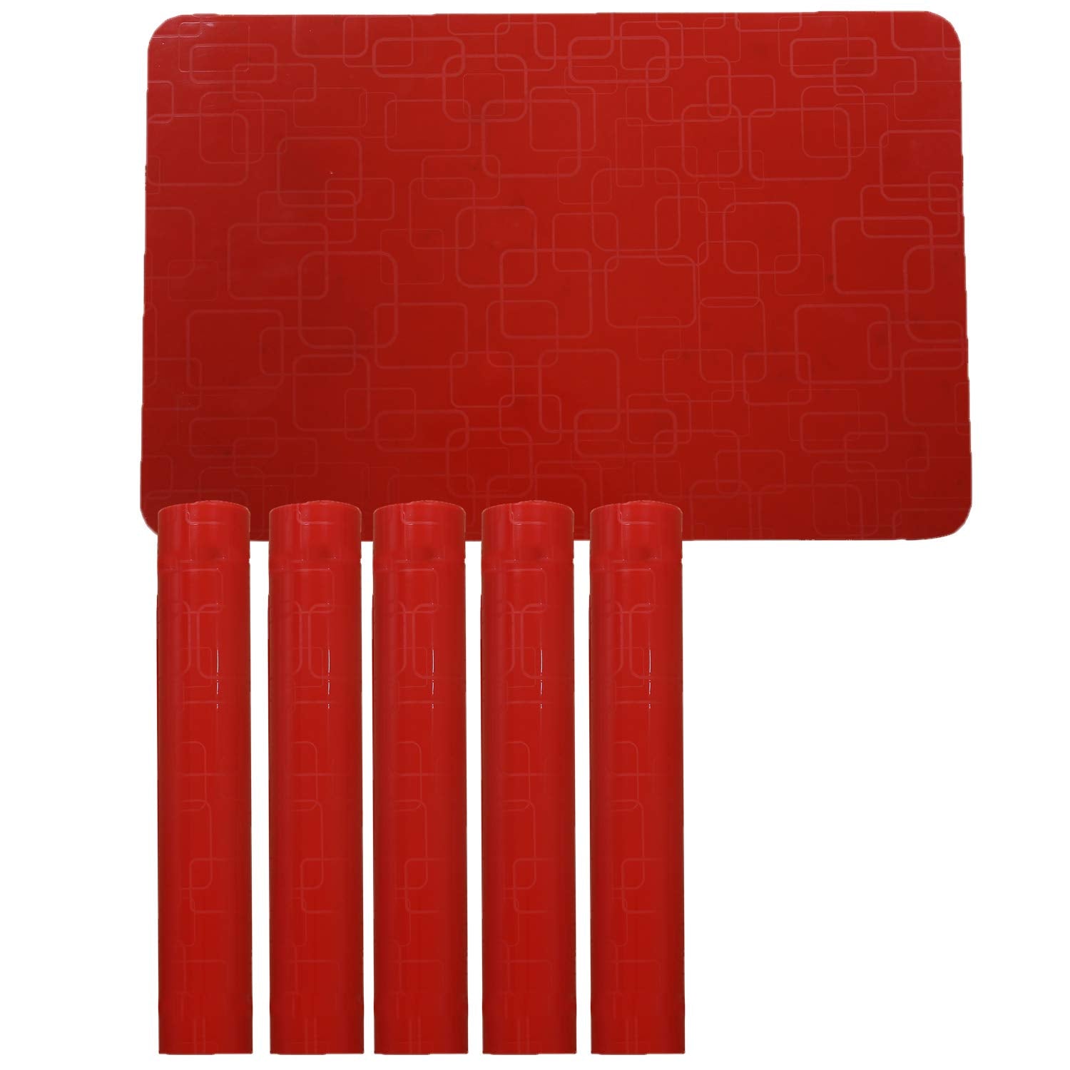 Kuber Industries Checkered Design Pvc 6 Pieces Dining Table Placemat Set (Red), Ctktc013708