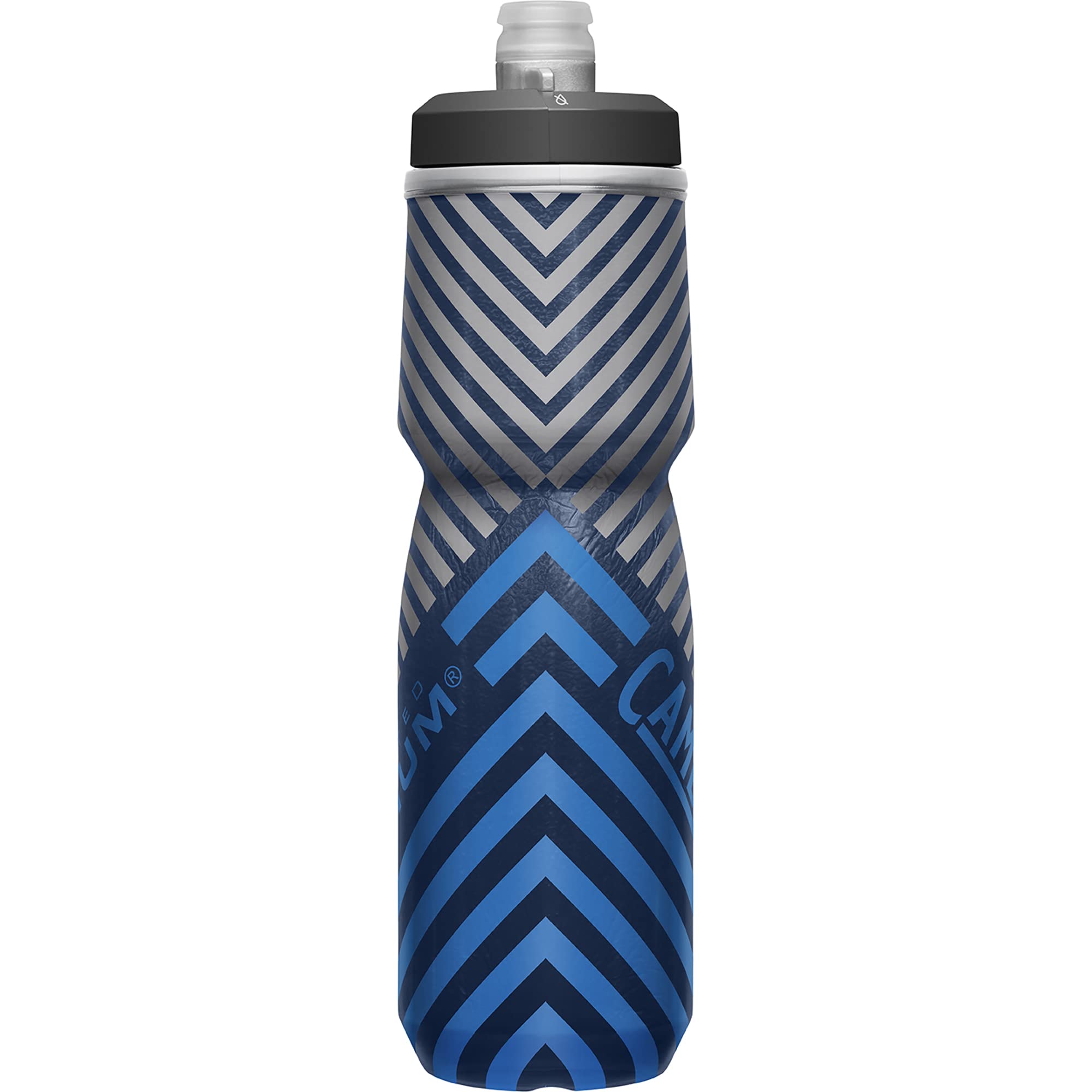 Camelbak Podium Chill Insulated Bike Water Bottle - Easy Squeeze Bottle - Fits Most Bike Cages - 24Oz, Navy Stripe