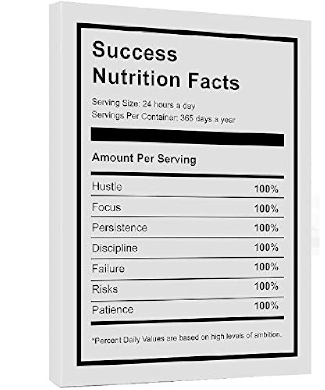 Success Nutrition Facts Office Quotes Motivational Canvas Wall Art- Entrepreneur Inspirational Artwork Canvas Print Picture Fram
