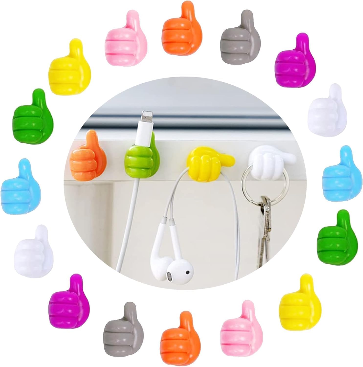 Ali Shipping Thumbs Up Shape SelfAdhesive Silicone Cable Clip Organizer & MultiFunction Wall Hook  Key Hanger, Desktop Wire S