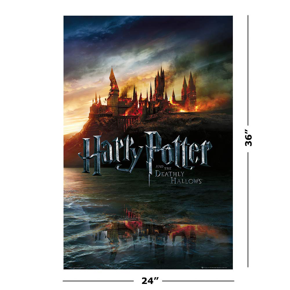 Harry Potter And The Deathly Hallows - Movie Poster (Advance Style - Hogwarts On Fire) (Size: 24 Inches X 36 Inches)