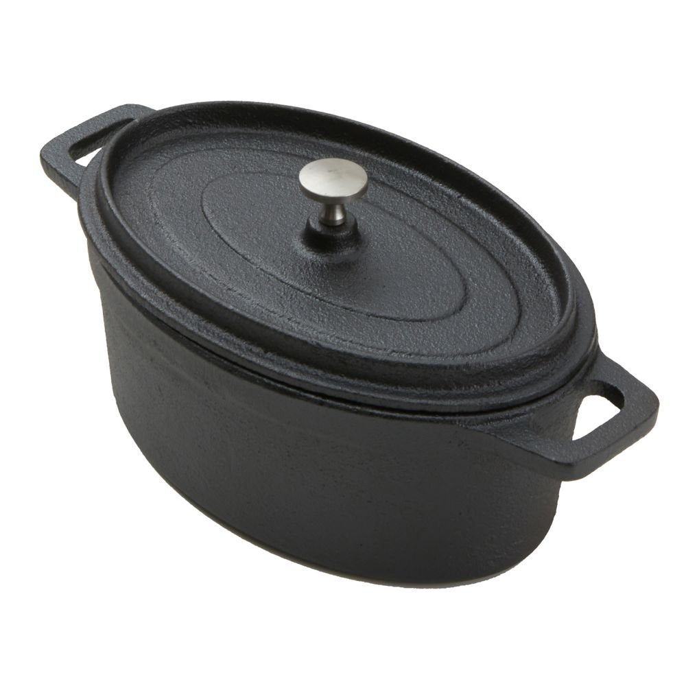 American Metalcraft CIPOV745 Cast Iron Oval Casseroles and Pots, 8.5 Length x 4.5 Width, Black