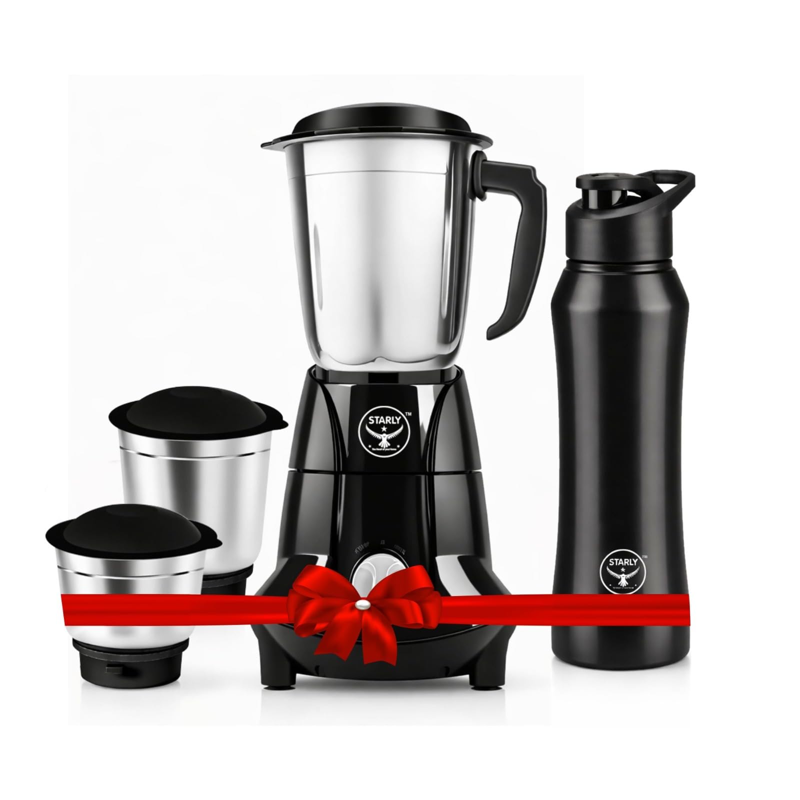 Starly Blackbolt 750W Juicer Mixer Grinder With Hold & Cold Water Bottle 1Ltr Combo | 3 Jar | Perfect For Juicing, Mixing, Blend