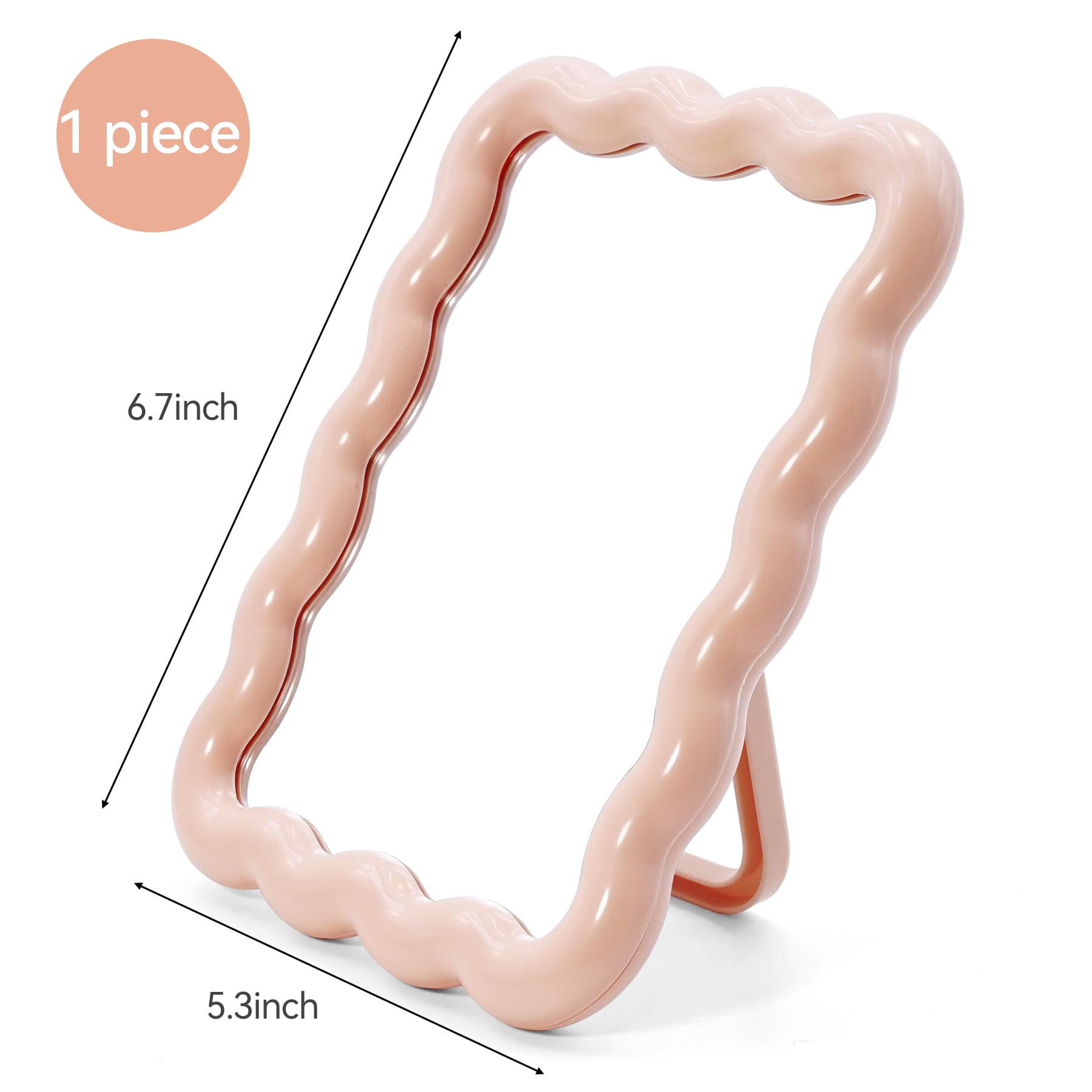 Philbinden Cute Wave-Shaped Desk Vanity Makeup Mirror, Portable Folding Travel Makeup Mirror for Standing/Hanging, Home Decorati