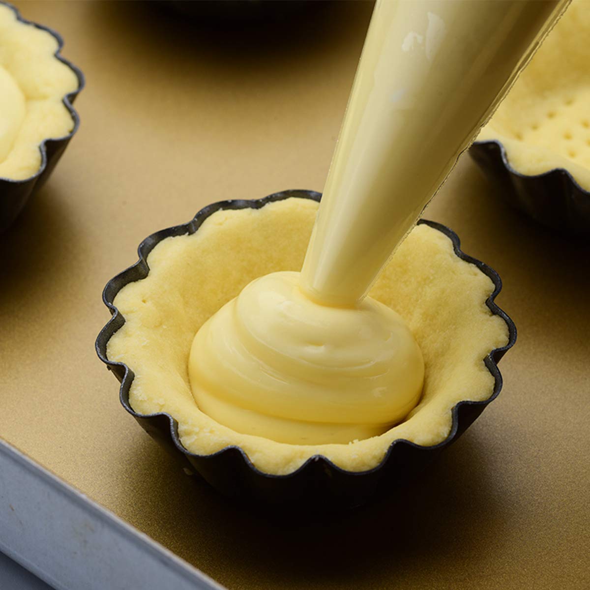 Amytalk 12 Packs Egg Tart Mold, Size 2.6 X 0.9Inch, Cupcake Cake Muffin Mold Tin Pan Baking Tool, Carbon Steel