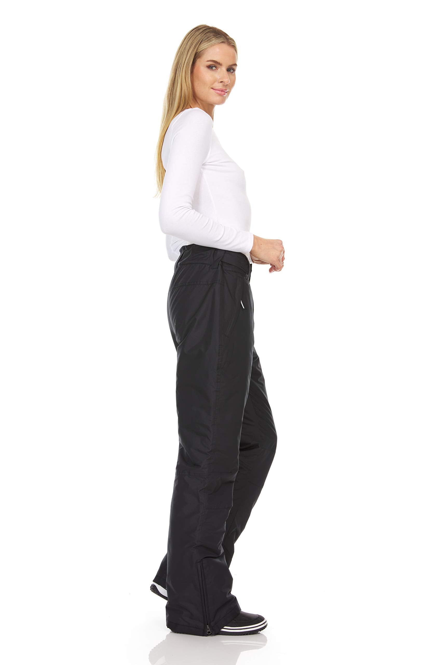 Arctic Quest Womenas Insulated Ski And Snow Pants, Water Resistant Trousers, Black, S
