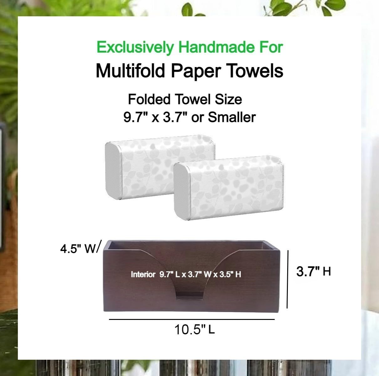 Countertop Multifold Paper Towel Dispenser In Dark Walnut - Bamboo Wood Folded Paper Towel Holder - For Multifold, Trifold & Z F
