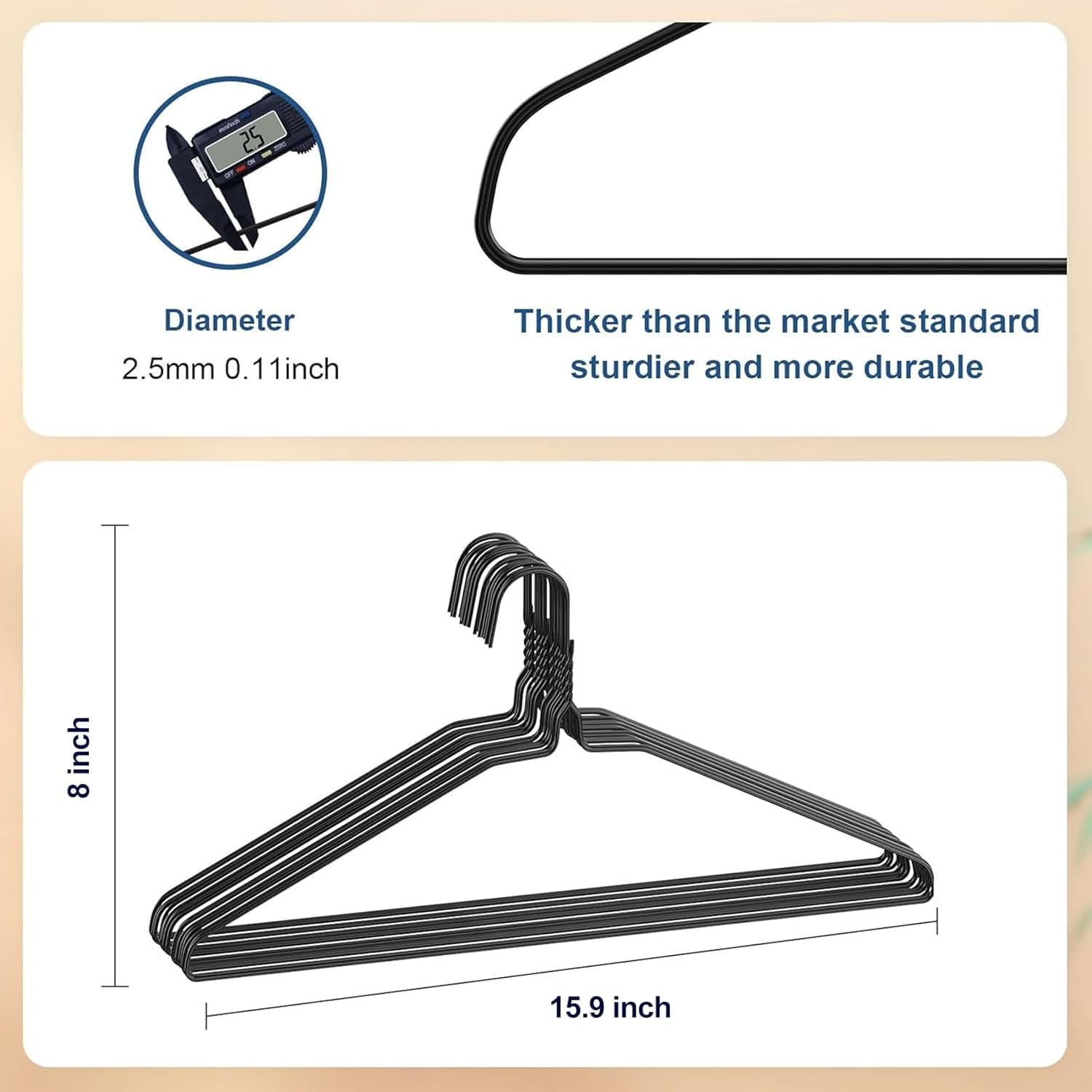 Specilite Wire Hangers 50 Pack, Metal Wire Clothes Hanger Bulk For Coats, Space Saving Metal Hangers Non Slip 16 Inch 12 Gauge U
