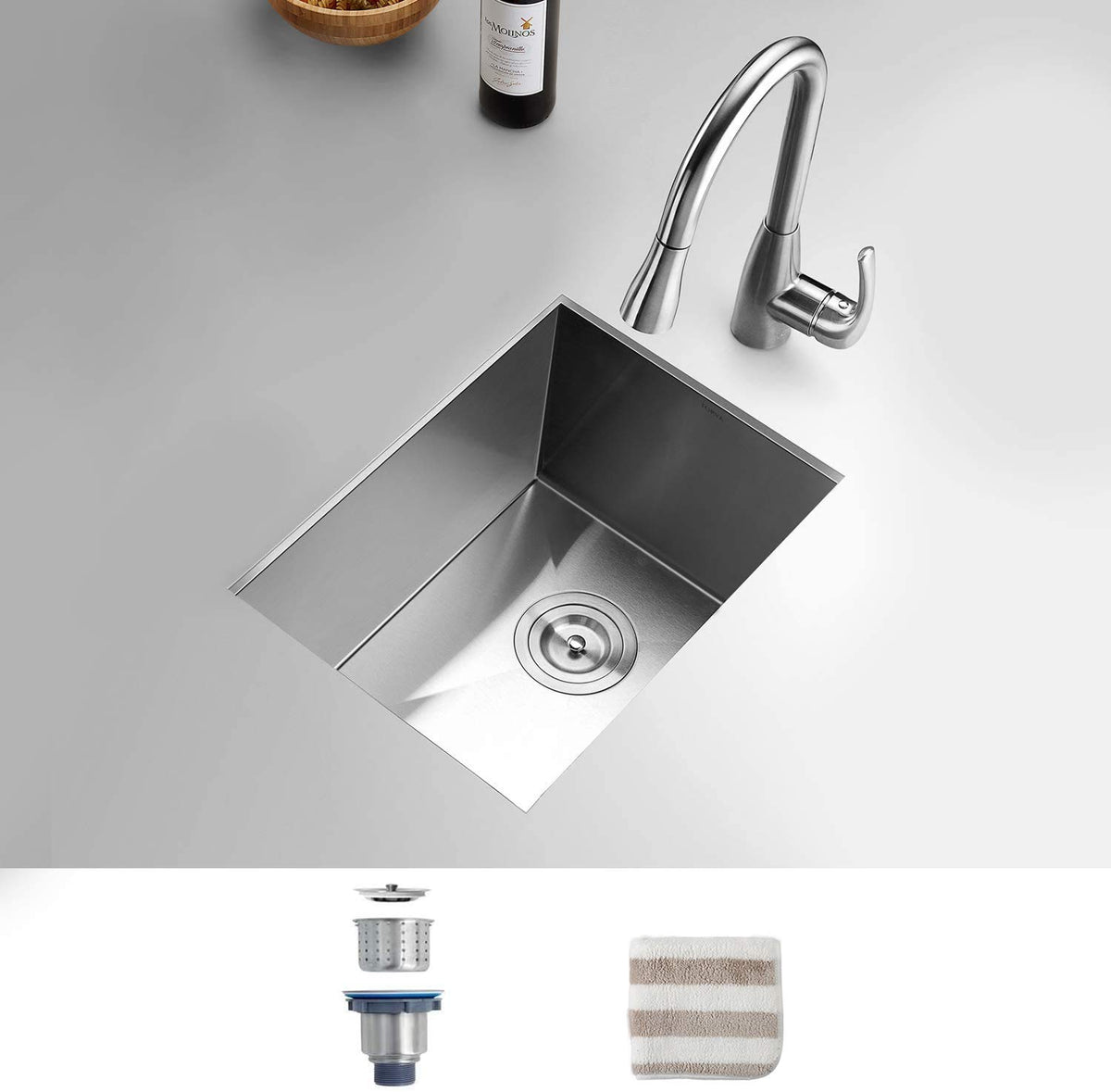 Torva 14 X 18 Inch Undermount Kitchen Sink, 16 Gauge T-304 Stainless Steel Single Bowl Wet Bar Or Prep Sink With Zero-Radius Cor