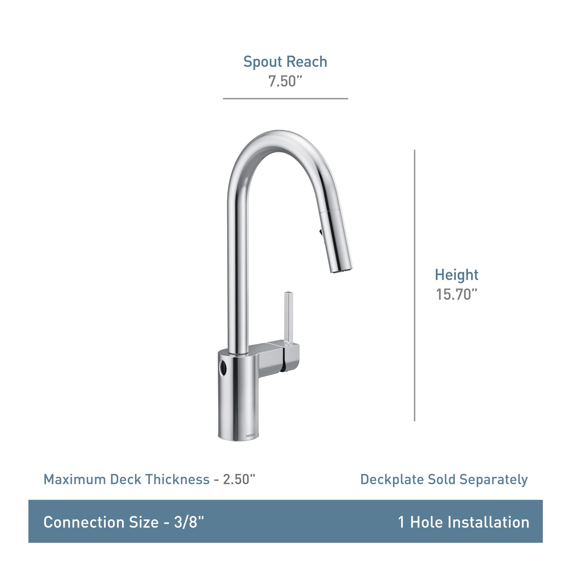Moen 7565Ewc Align Motionsense Wave One-Sensor Touchless One-Handle High Arc Modern Pulldown Kitchen Faucet With Reflex, Chrome