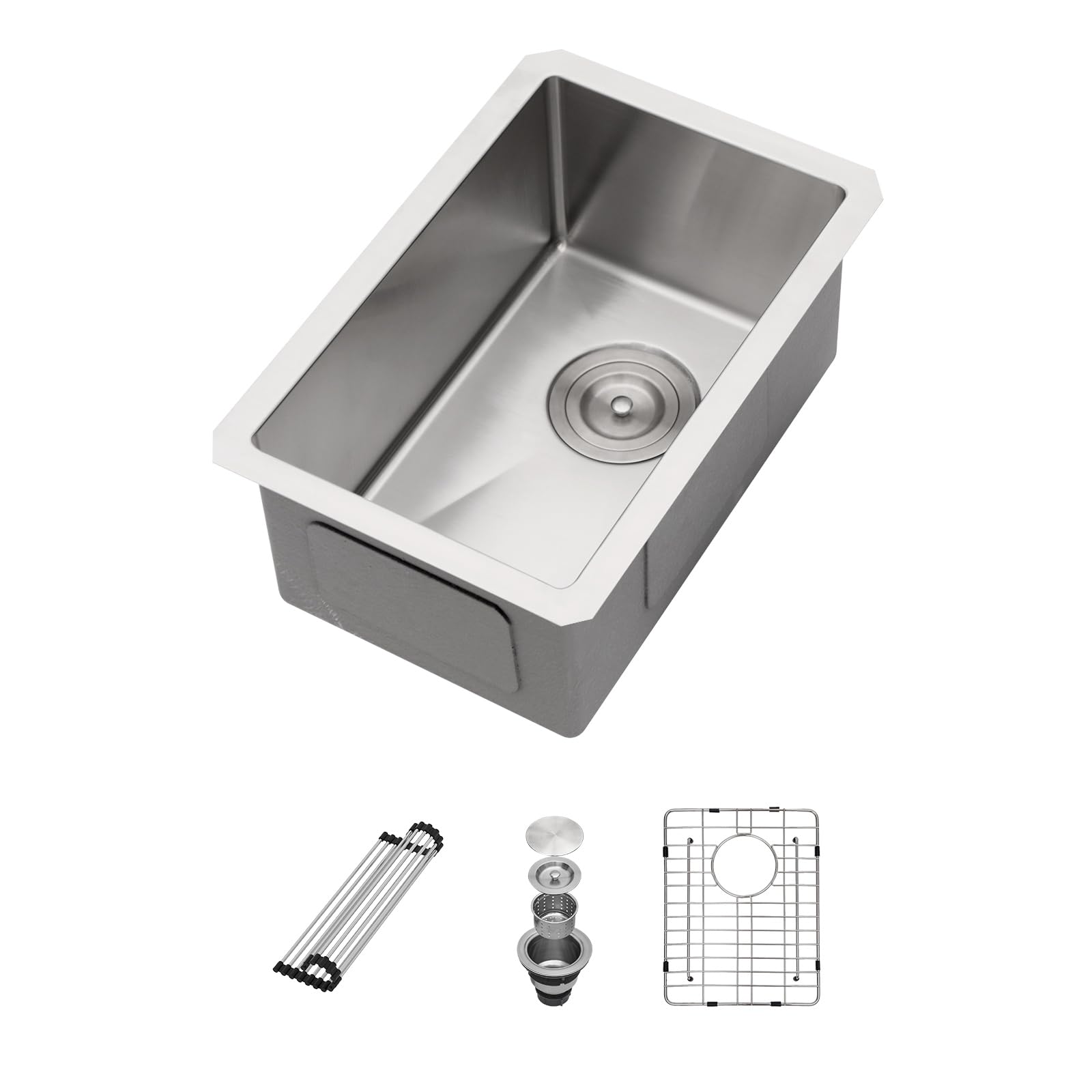 Sarlai Bar Sink Undermount - 12X18X8 Bar Prep Kitchen Sink 16 Gauge 8 Inch Stainless Steel Sink Single Bowl Deep Rv Camper Outdo