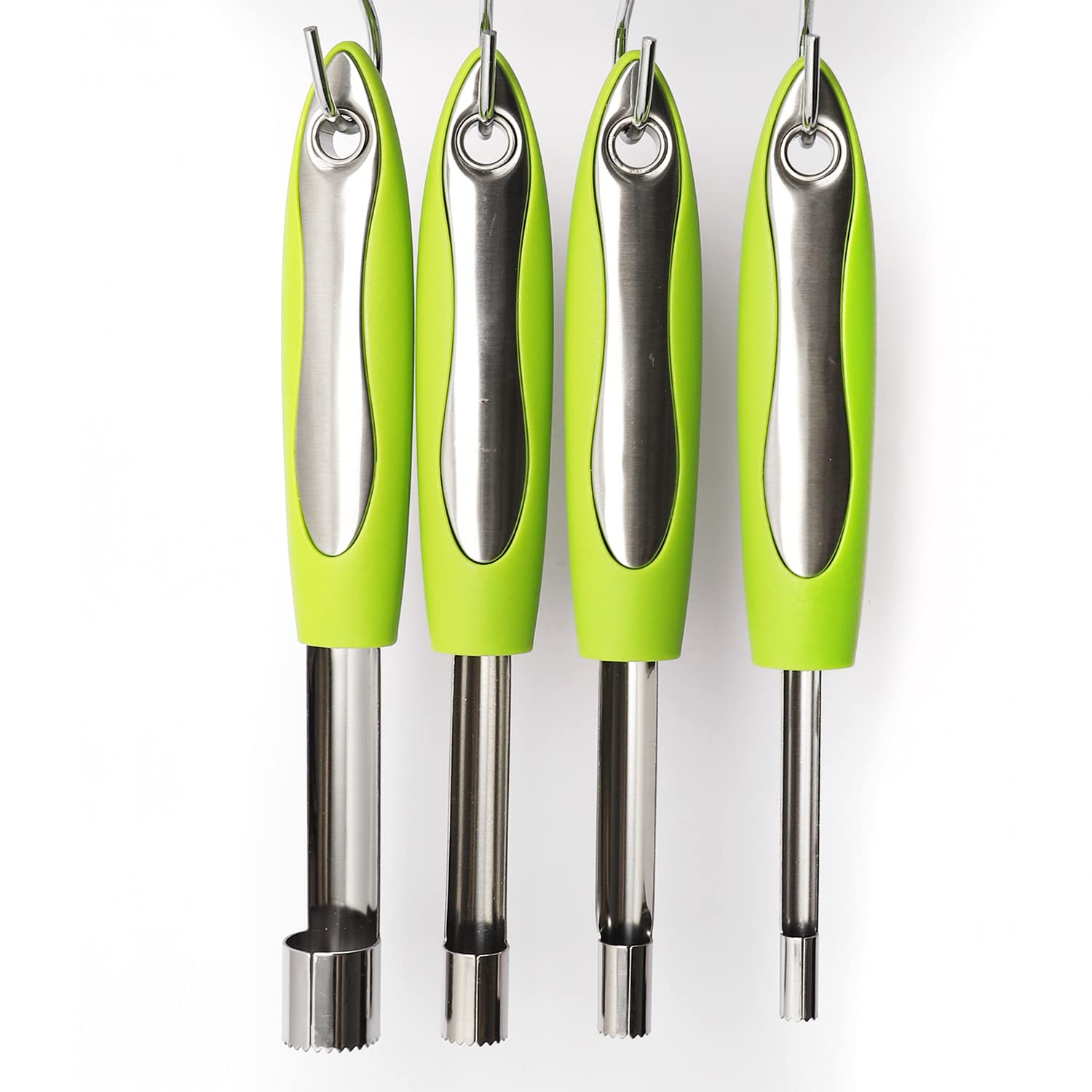 Apple Corer Set Of 4 Sizes, Corer And Pitter With Comfortable Rubber Handle, For Fruit, Vegetables, Apples, Pears, Cherries, Juj