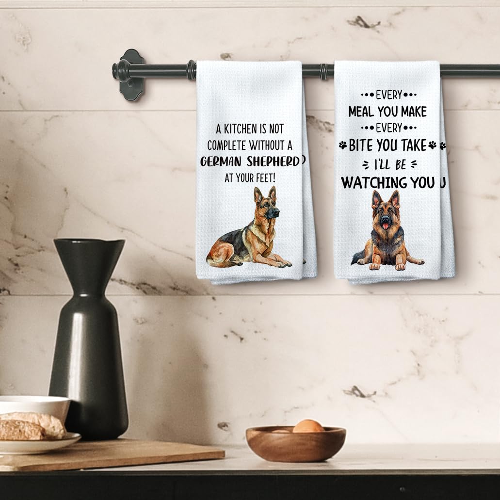 Tzhim German Shepherd Gifts Kitchen Towels Set Of 2, German Shepherd Gifts For Women Dish Towels Tea Towels For Kitchen, German
