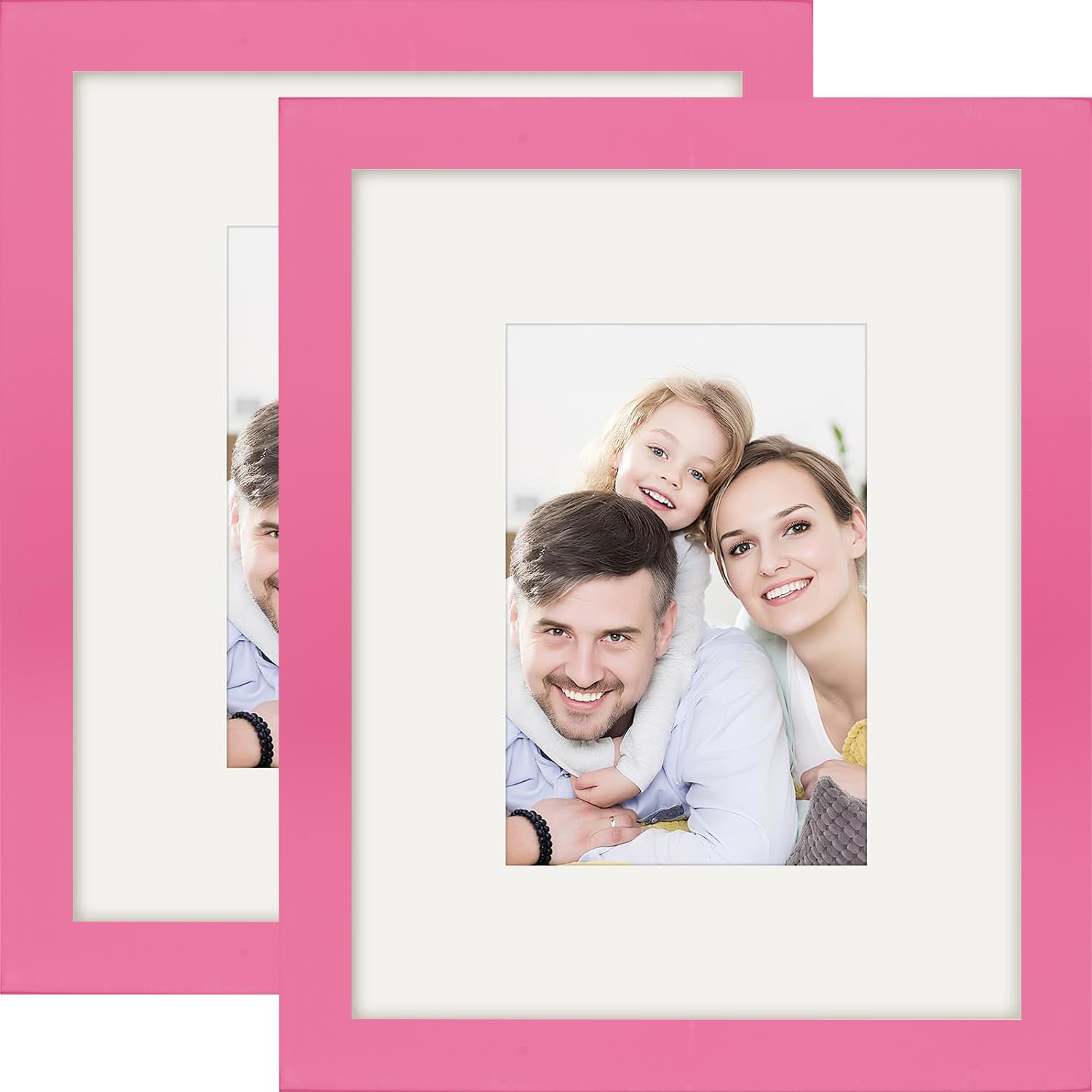Picture Frames 8x10 2 Pack Nature Solid Wood Pink for Wall Mounting and Tabletop Display