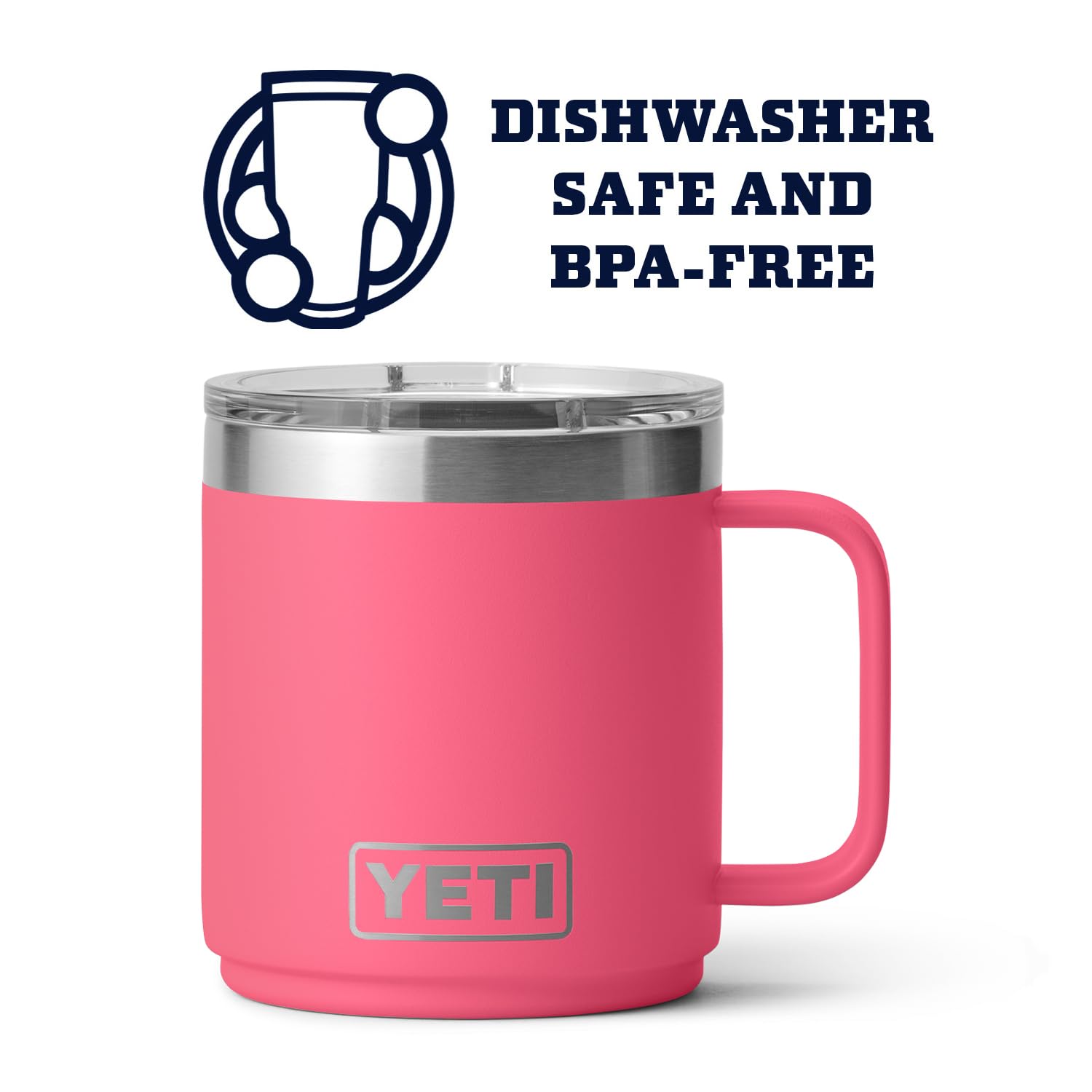 Yeti Rambler 10 Oz Stackable Mug, Vacuum Insulated, Stainless Steel With Magslider Lid, Tropical Pink
