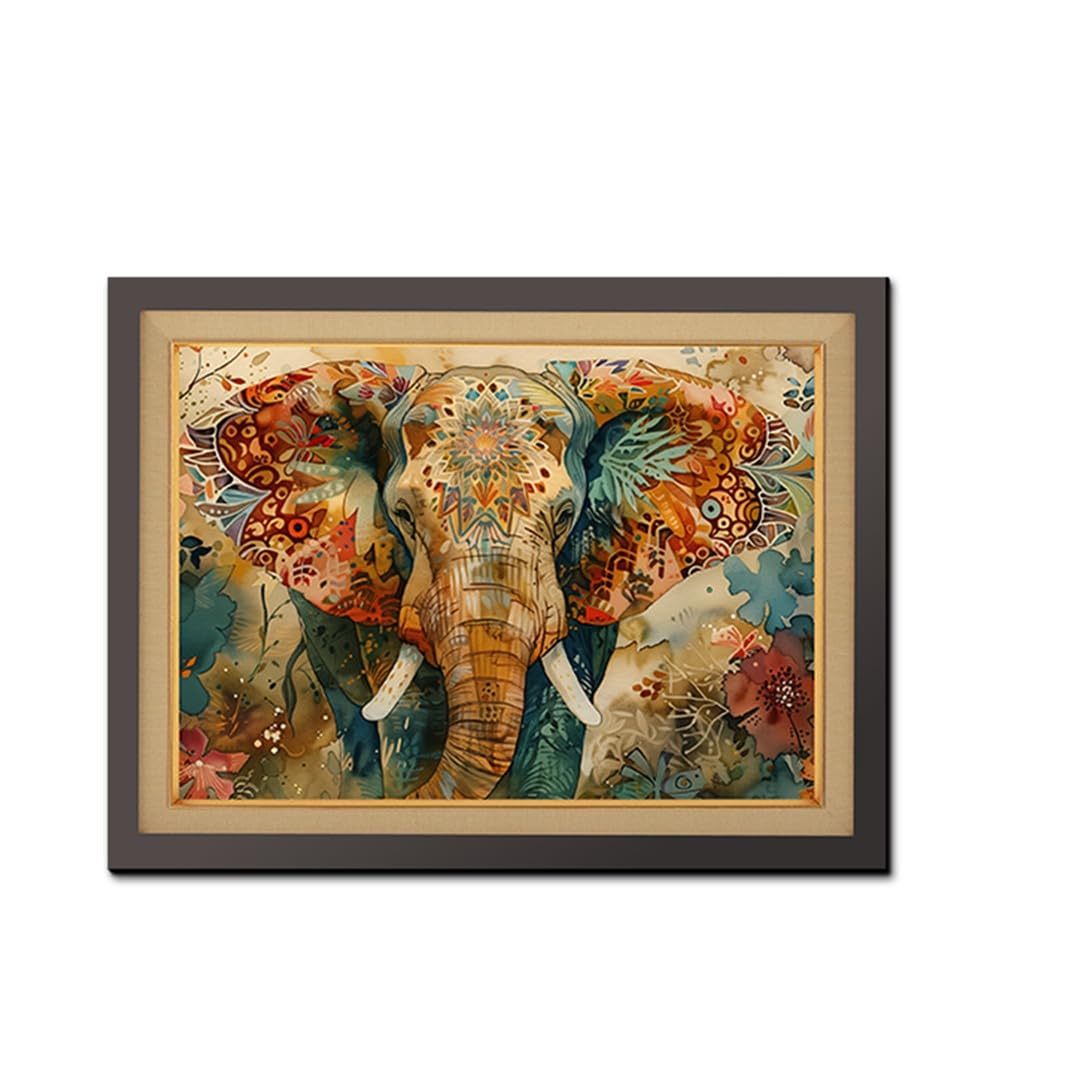 Chalk My Theme Traditional And Auspicious Elephant Wood Print Wall Art 23X18 Inches Home Decor, Living Room, Bedroom, Cafe, Room