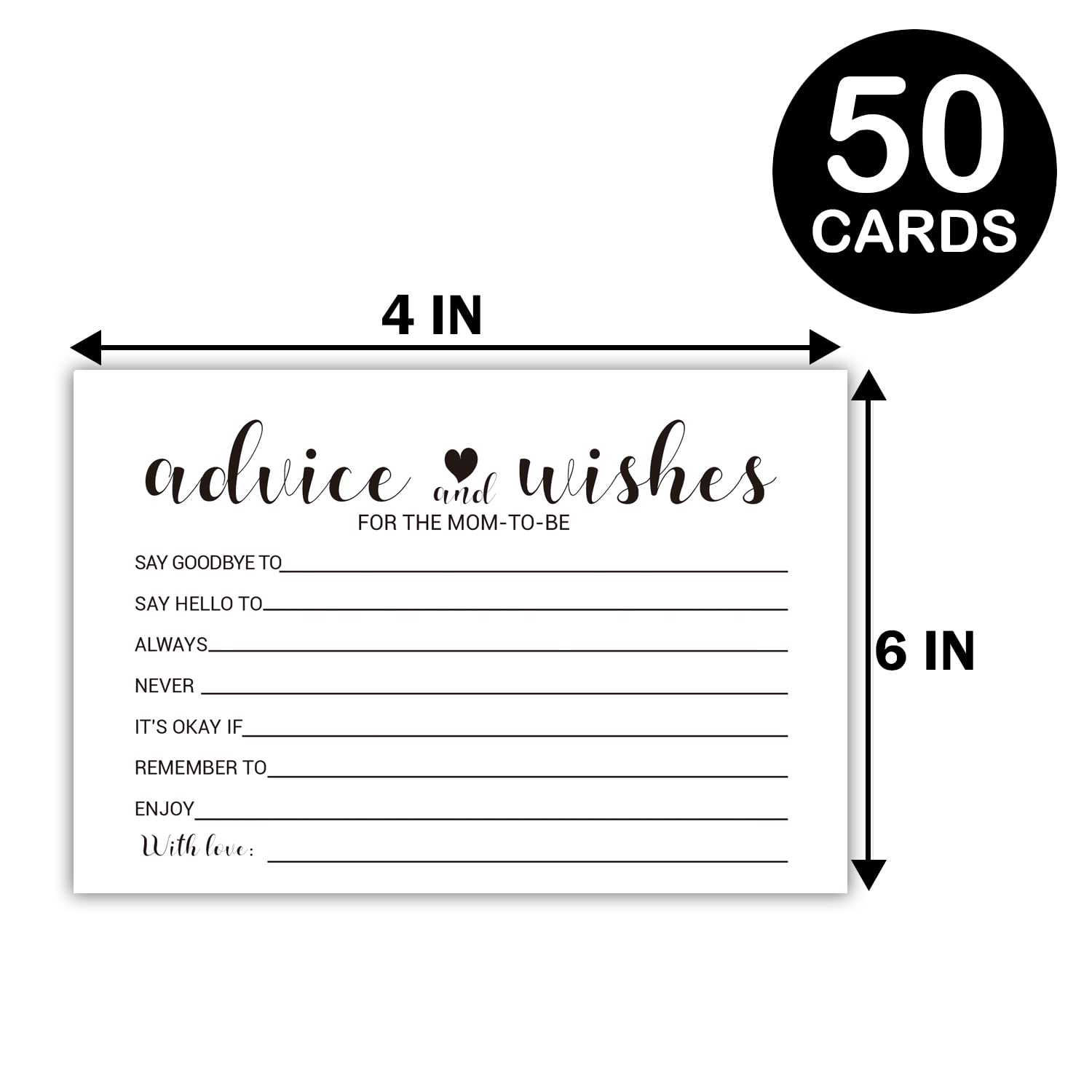 Krucvojo Advice And Wishes Cards-Set Of 50 Wedding Advice Cards For The Happy Couple, The New Mr And Mrs, Bride And Groom, Newly