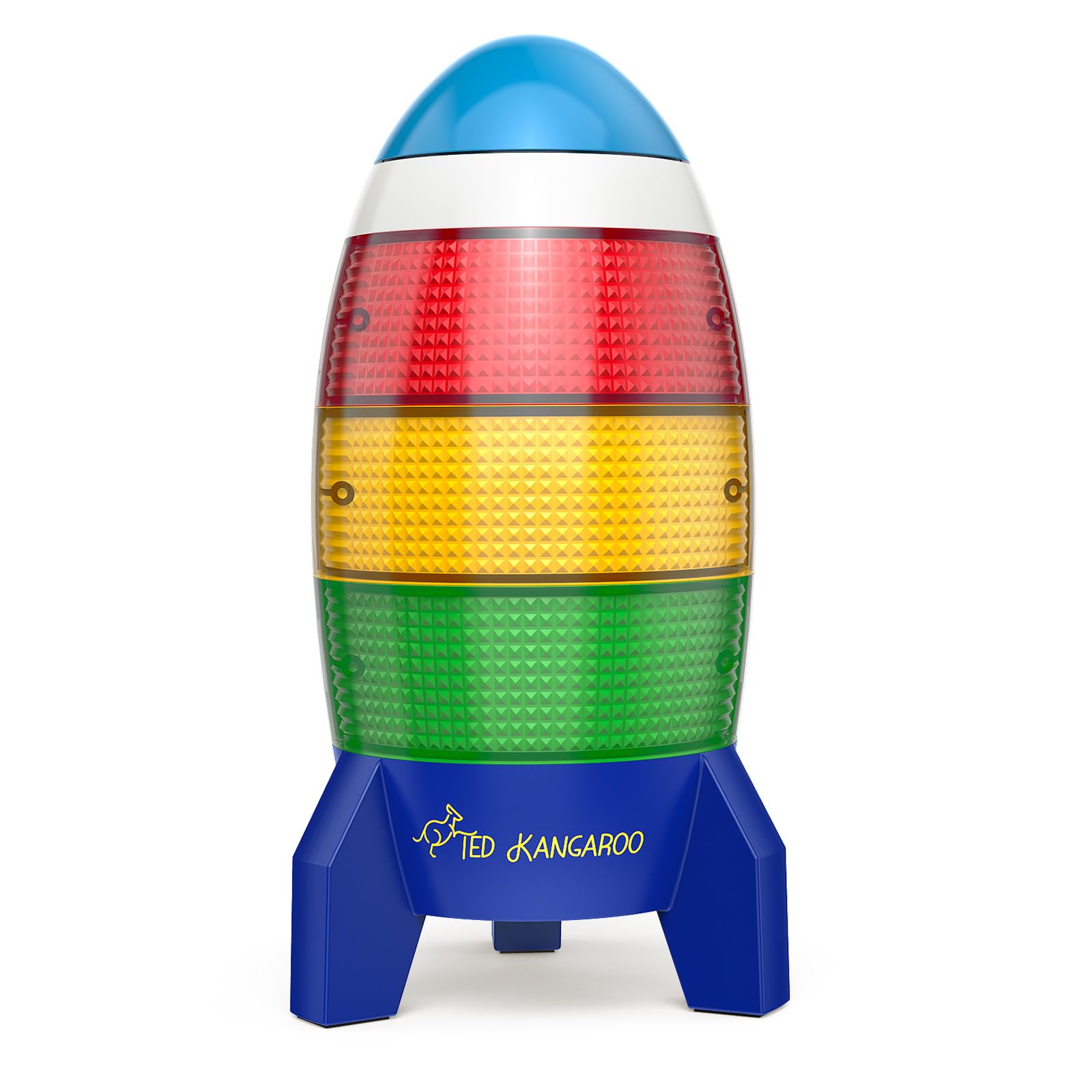 Ted Kangaroo Countdown Timer! Blast Off Visual Timer for Kids with Audio Rocket, 0-24 Hour Countdown, Memory Function, Red Yello
