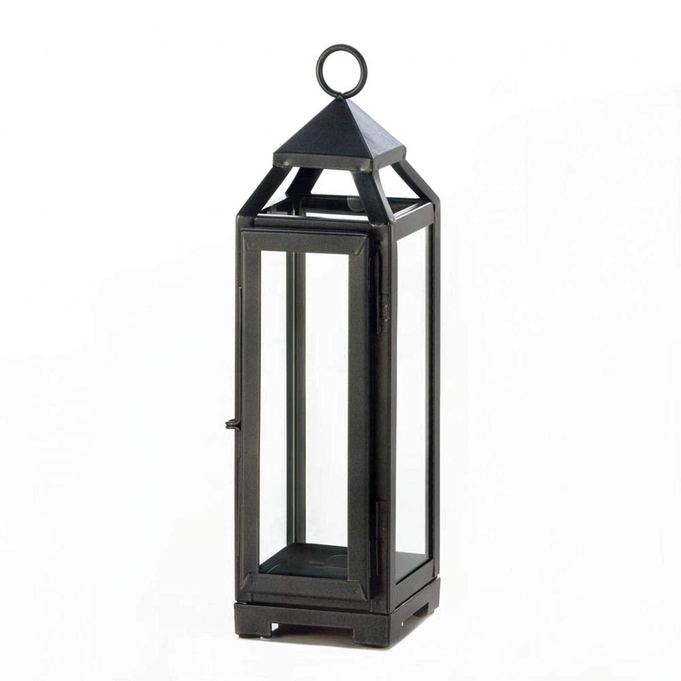 Zingz & Thingz Traditional Black Candle Lanterns, Decorative Light Home Decor, 12.75 Tall, Slate