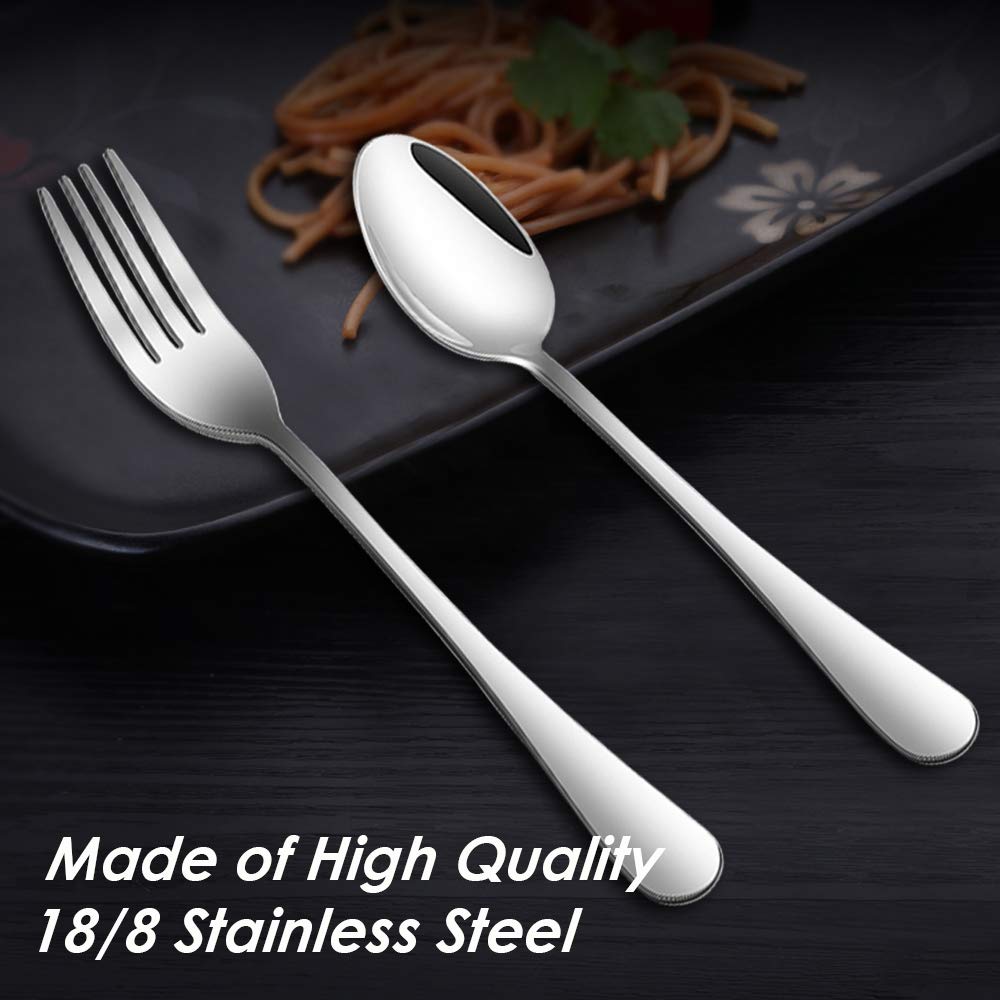 Set of 12  Stainless Steel Dinner Forks and Spoons  findTop Heavy-duty Forks (8 Inch) and Spoons (7 Inch) Cutlery Set