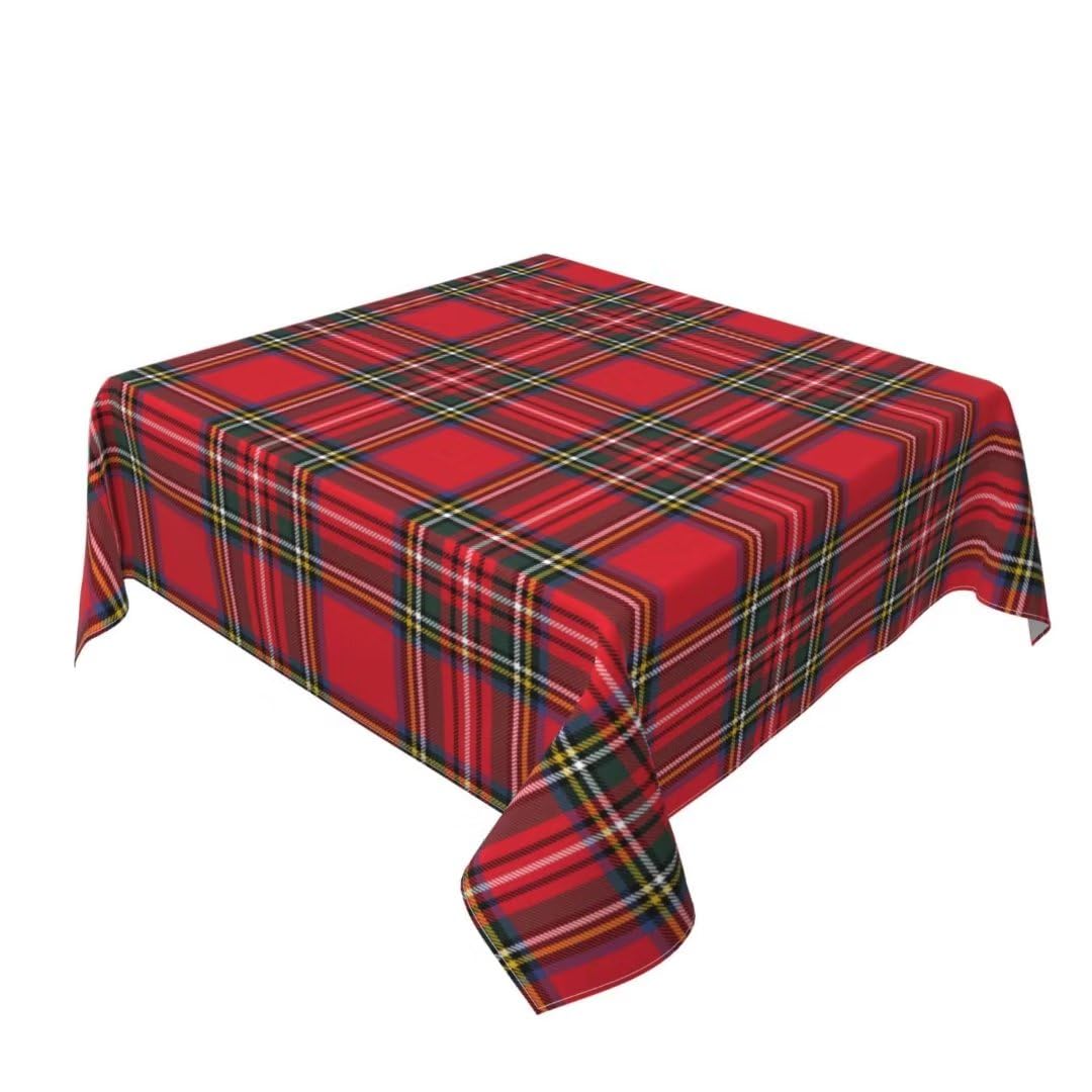 BETGINY Christmas Tablecloth 60x60 Inch Square Red Green Buffalo Plaid Tablecloth Dust-Proof Wrinkle Resistant Rustic Christmas 