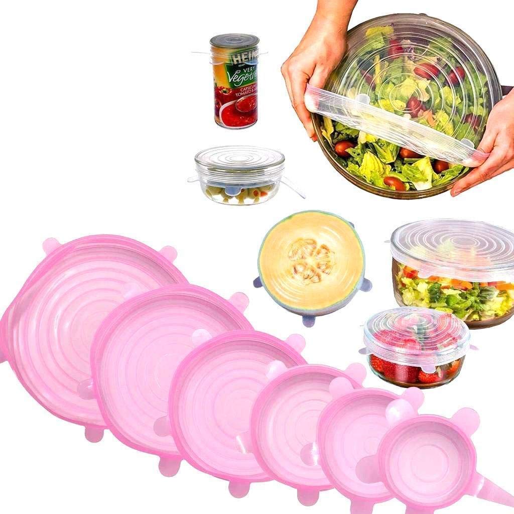Rinkle Trendz Stretchable Silicone Lid for Vacuum Pack Dishwasher Microwave and Freezer Safe Lids Covers for Rectangle Round Squ