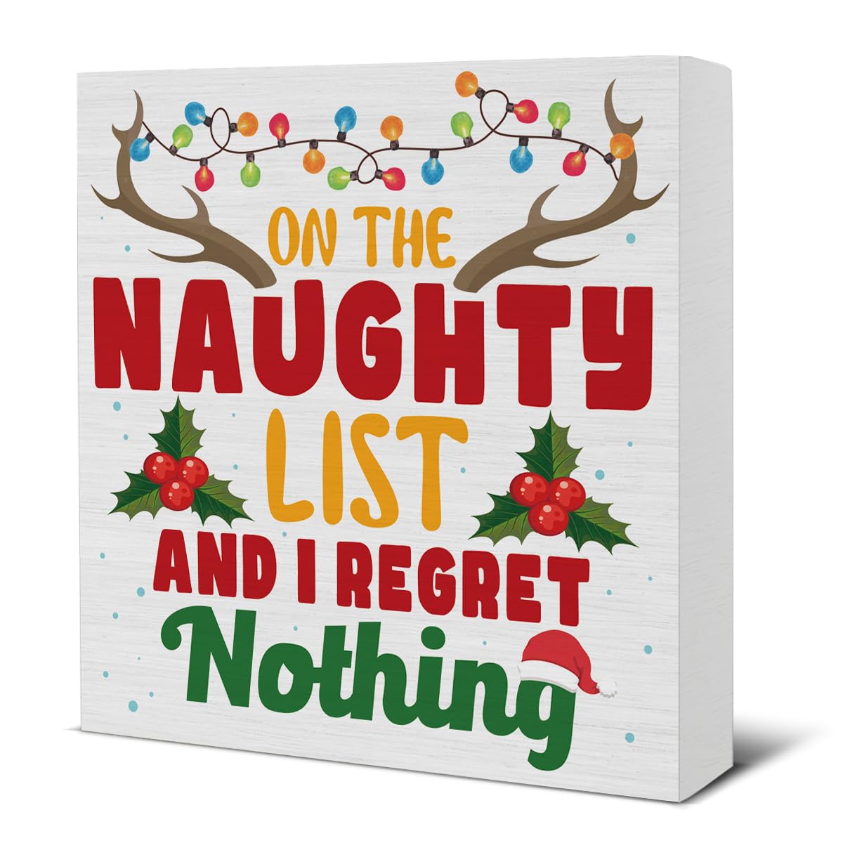 Funny Christmas Decorations, on the Naughty List and I Regret Nothing Wooden Sign, Christmas Room Decor, Christmas Decor for Des