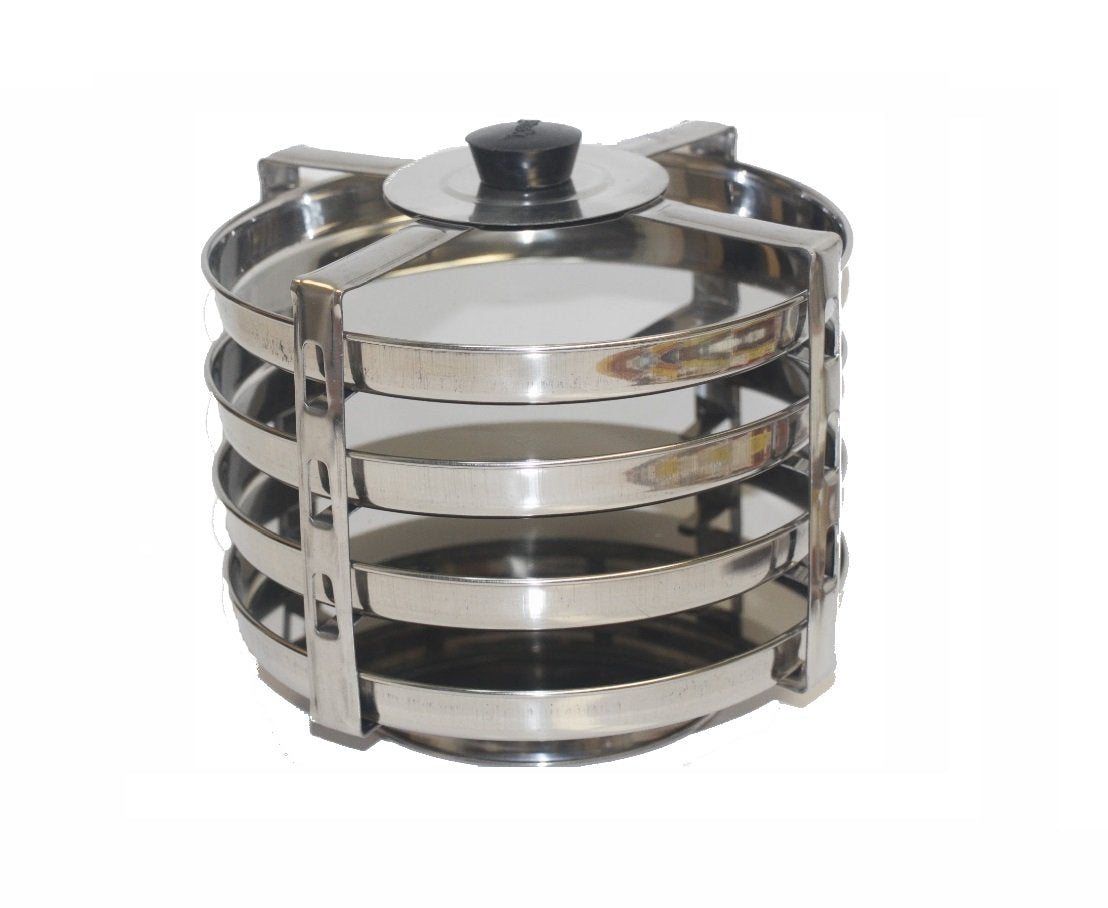 Tabakh 4-Plate Stainless Steel Dhokla Stand, Medium, Silver