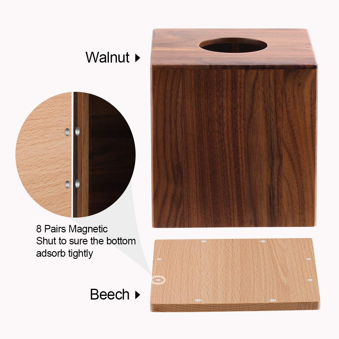 Maxgear Modern Paper Facial Square Tissue Box Covers Wood, Decorative Tissue Box Walnut Tissue Box Holders For Bathroom, Bedroom