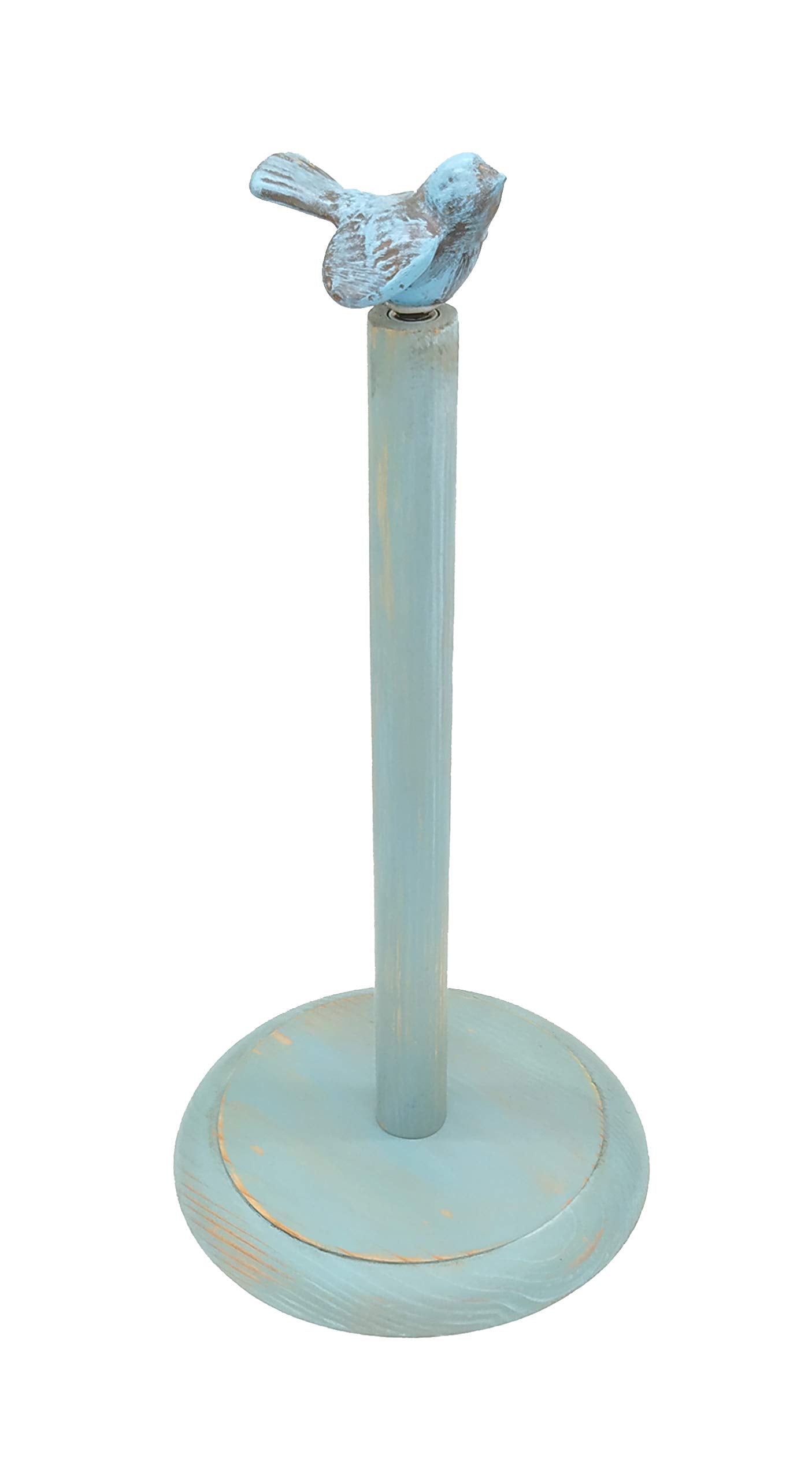 Bird Design Wood Paper Towel Holder Stand Up Paper Towel Holder, Easy One-Handed Tear Kitchen Paper Towel Dispenser With Weighte