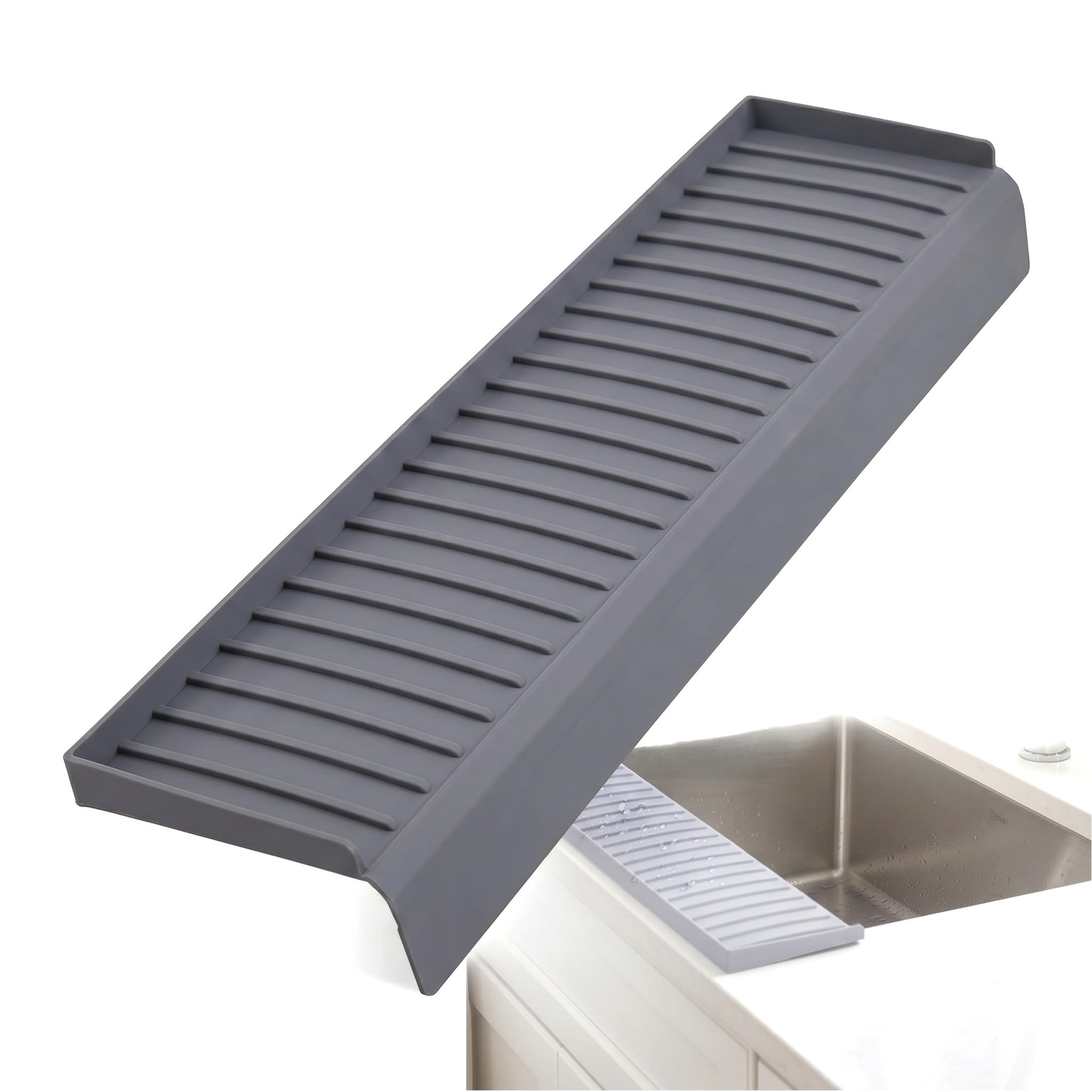 Sink Edge Protector with Suction Cups - 4 x 20 Silicone Sink Splash Guard Countertop Protection for Kitchen Bathroom Stainless S