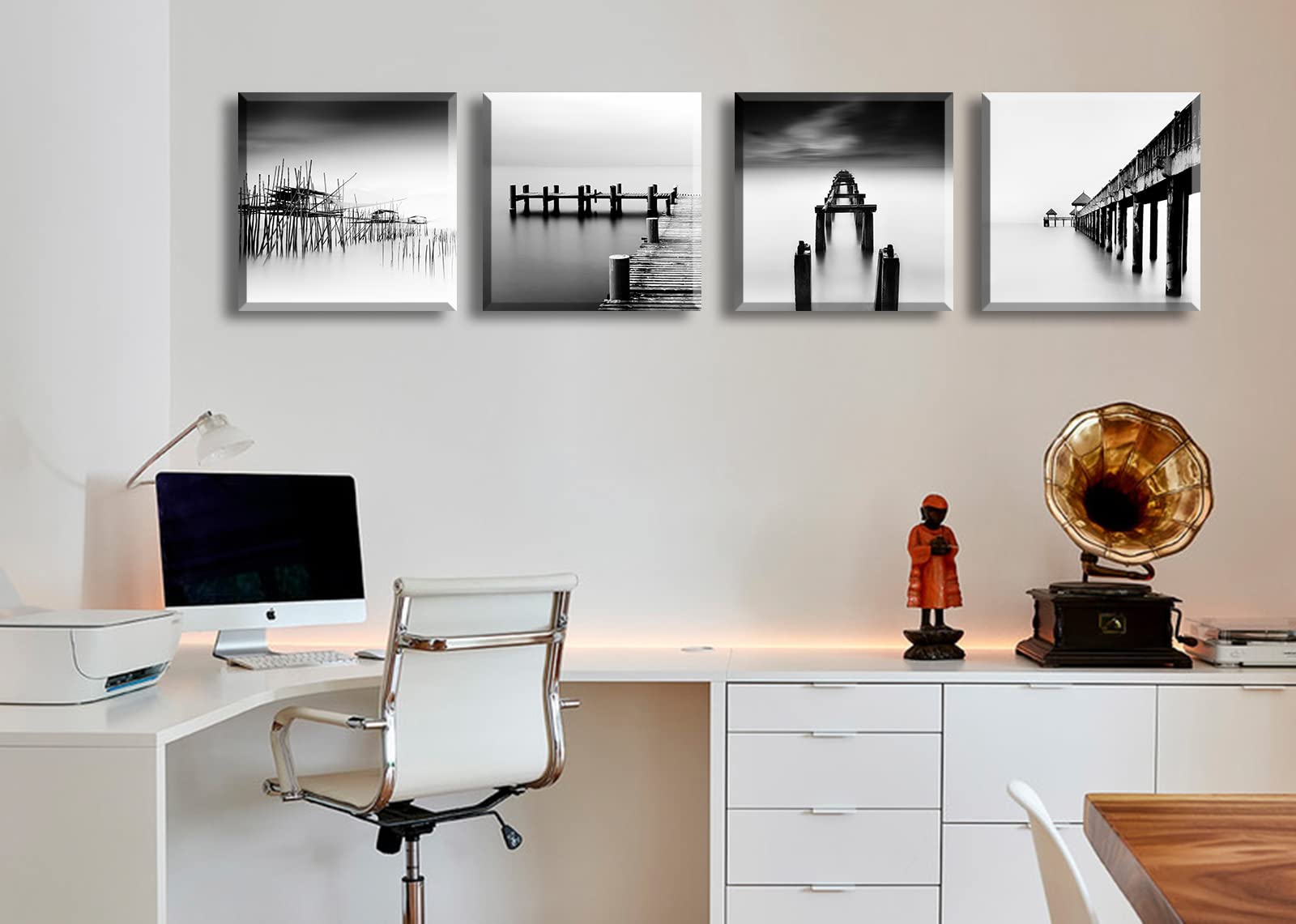 Djsylife Black And White Coastal Wall Art Beach Pictures Bathroom Wall Decor Seascape Canvas Print Painting For Modern Abstract