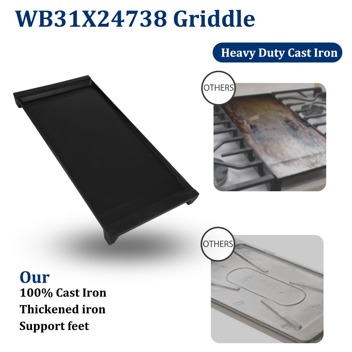 Upgraded Wb31X24738 Griddle Replacement Parts For Ge Stove,Replace Wb31X24998 Griddle,Wb31X24998 Griddle Plate For Ge Gas Stove
