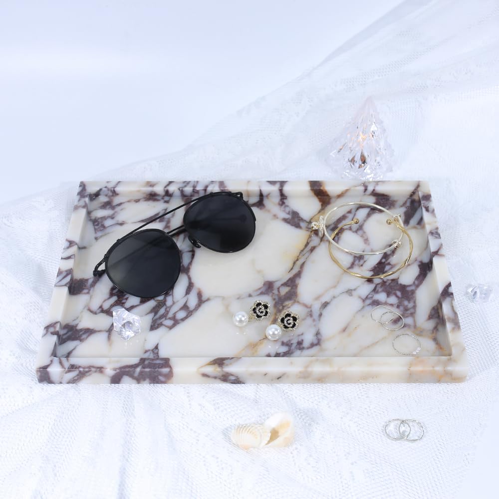 Real Luxurious Natural Marble Vanity Tray Genuine Marble/Stone Storage Tray For Home Decor Bathroom/Kitchen/Vanity/Dresser Non-R